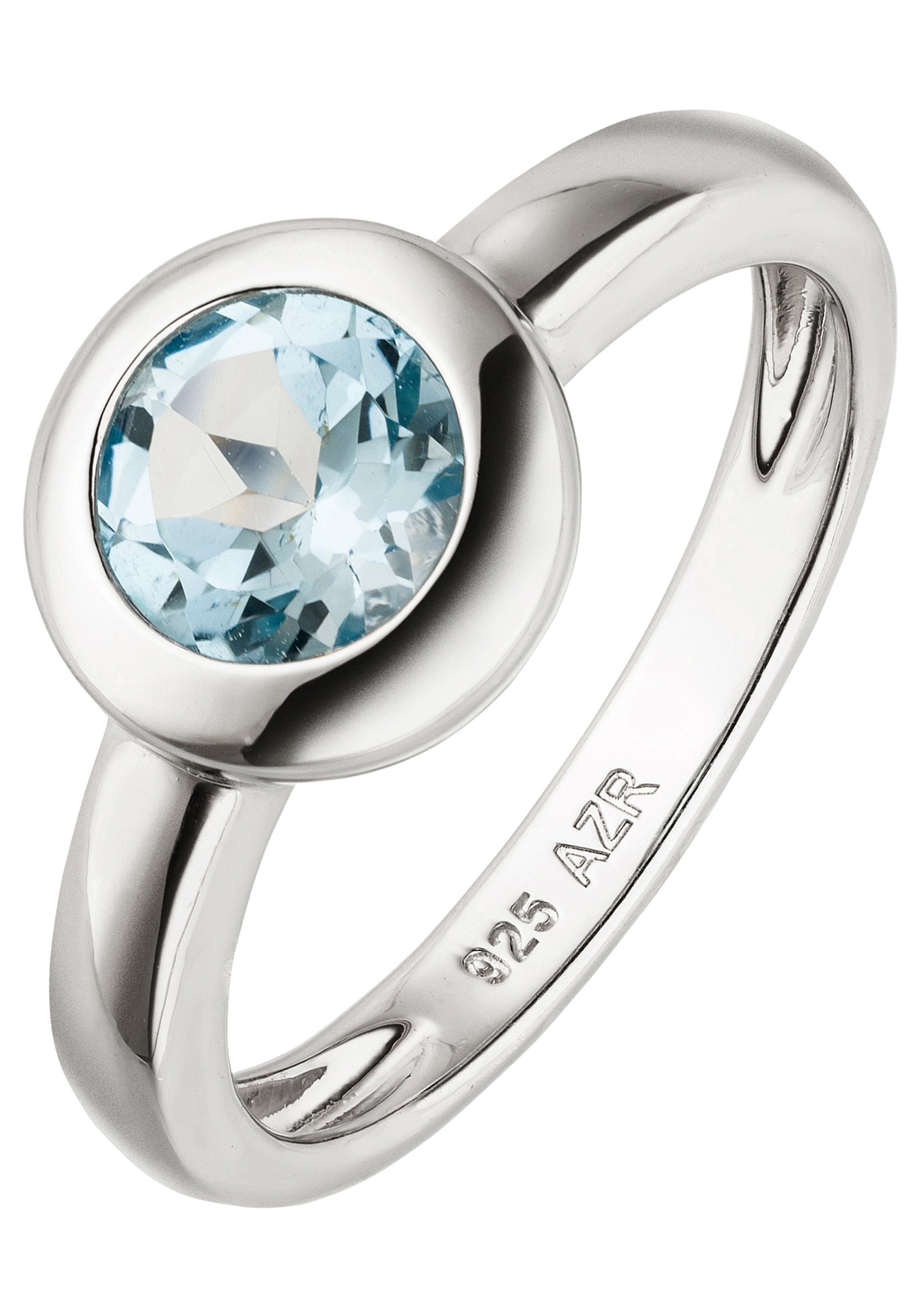 JOBO Fingerring, 925 Silber mit Blautopas rund | Silberringe