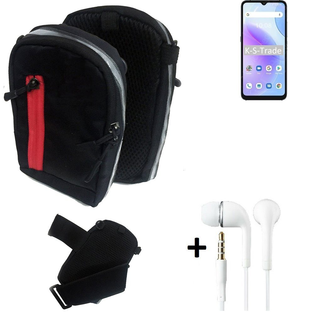 K-S-Trade Handyhülle, Outdoor Gürteltasche Holster Umhängetasche + Kopfhörer  kompatibel mit UMIDIGI A11s schwarz Handy Tasche Case travelbag Schutzhülle  Handyhülle