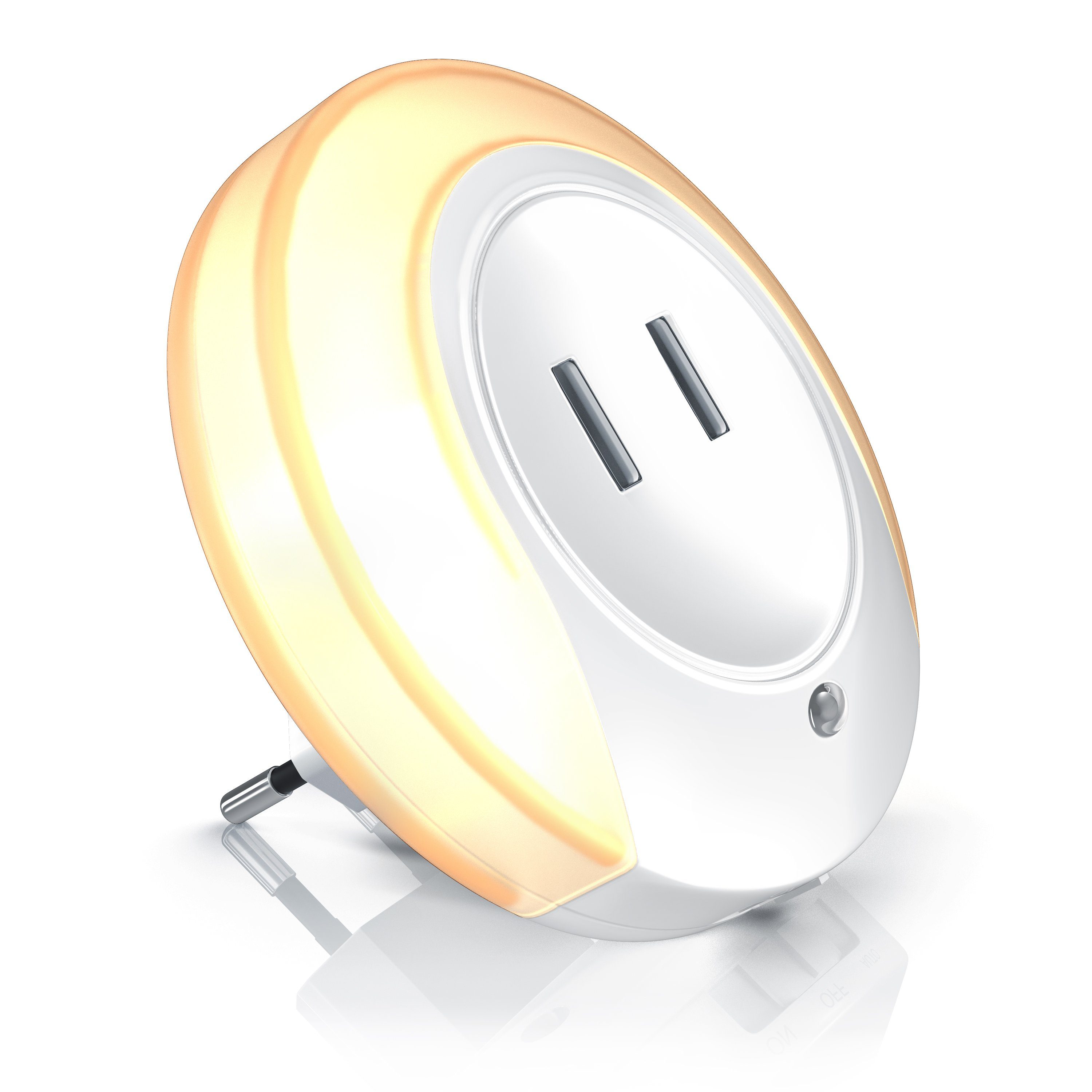 BEARWARE LED Nachtlicht, LED fest Nachtlampe mit Dämmerungssensor Warmweiß, Ladefunktion, integriert, USB & Helligkeits
