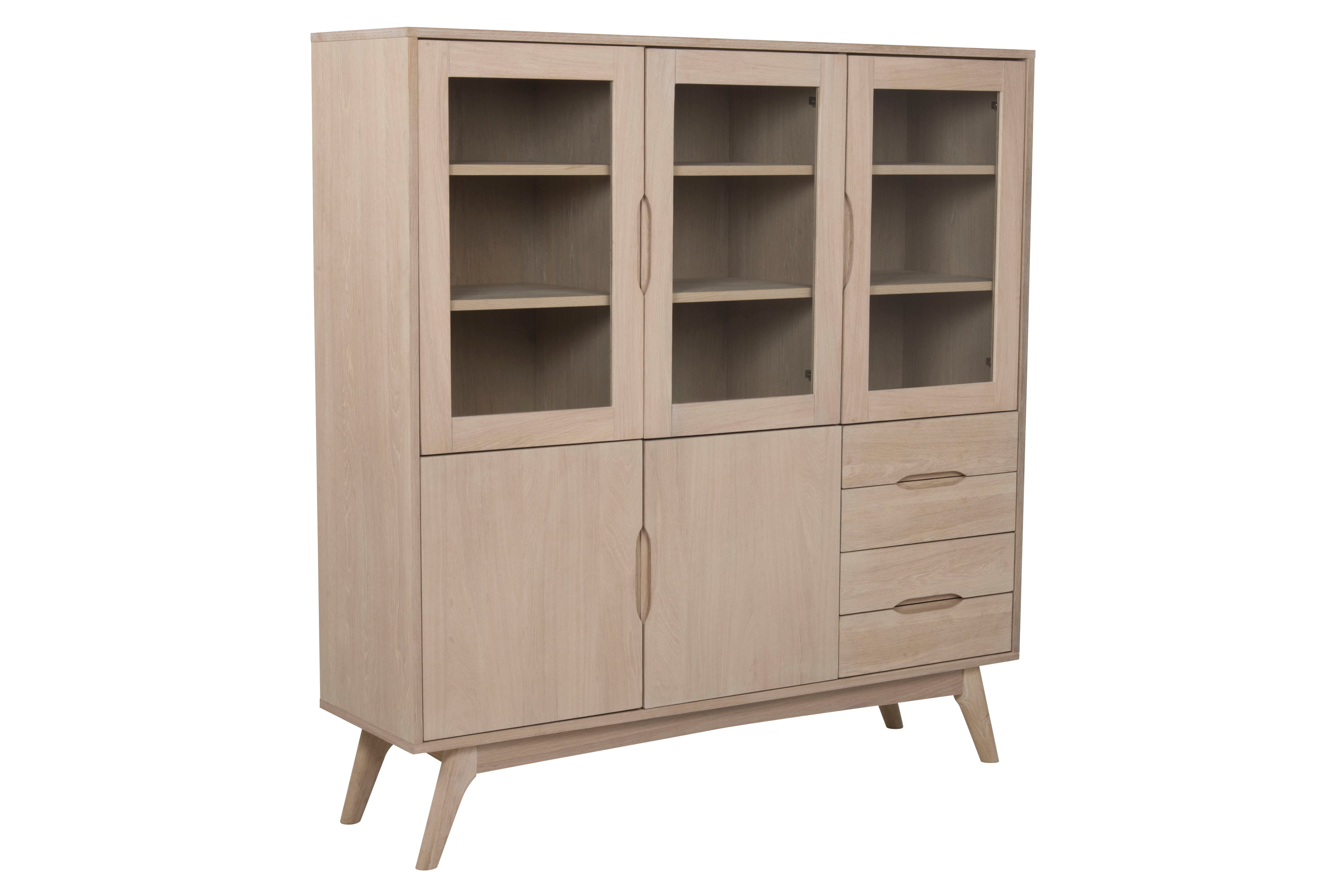 ebuy24 Vitrine Martha Vitrinenschrank mit 3 Glastüren, 2 Hol