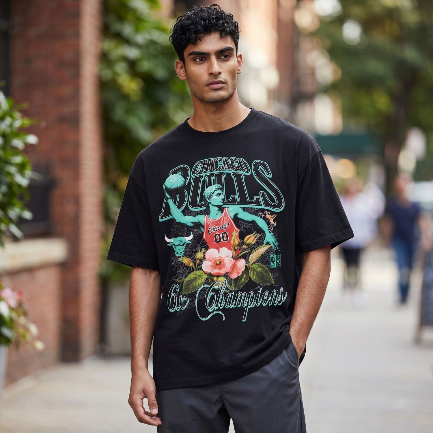 Mitchell & Ness Print-Shirt STATUE CHAMPS Chicago Bulls
