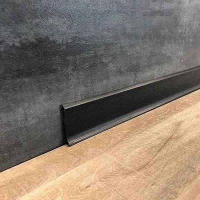 PROVISTON Sockelleiste Hartschaum PVC, 12.8 x 60 x 2500 mm, Schwarz, Kunststoff Fußleiste