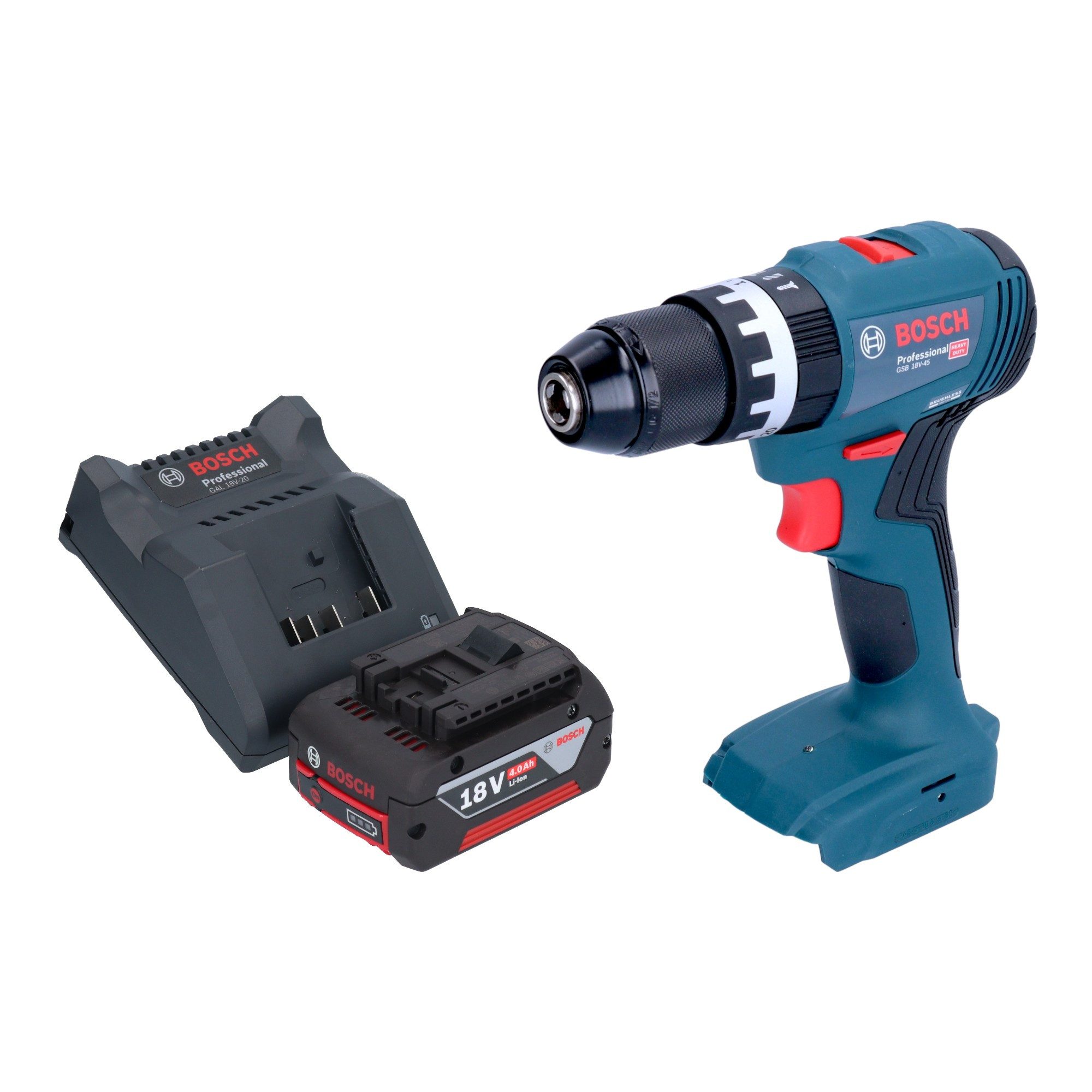 Bosch Professional Schlagbohrmaschine GSB 18V-45 18 V 45 Nm Brushless + 1x Akku 4,0 Ah + Ladegerät