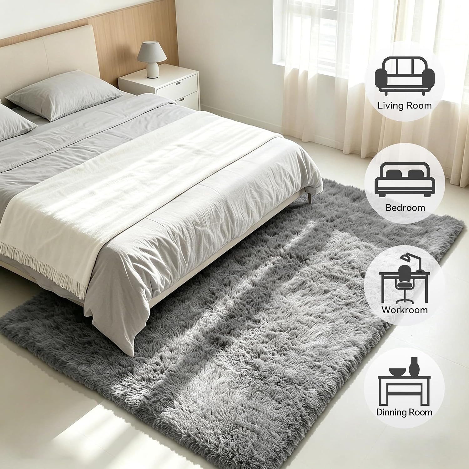MCC direct Hochflor-Teppich Hochflor-Teppich – luxuriöser Flauschteppich - 7 Größen & 7 Farben – Bild 3 von 4