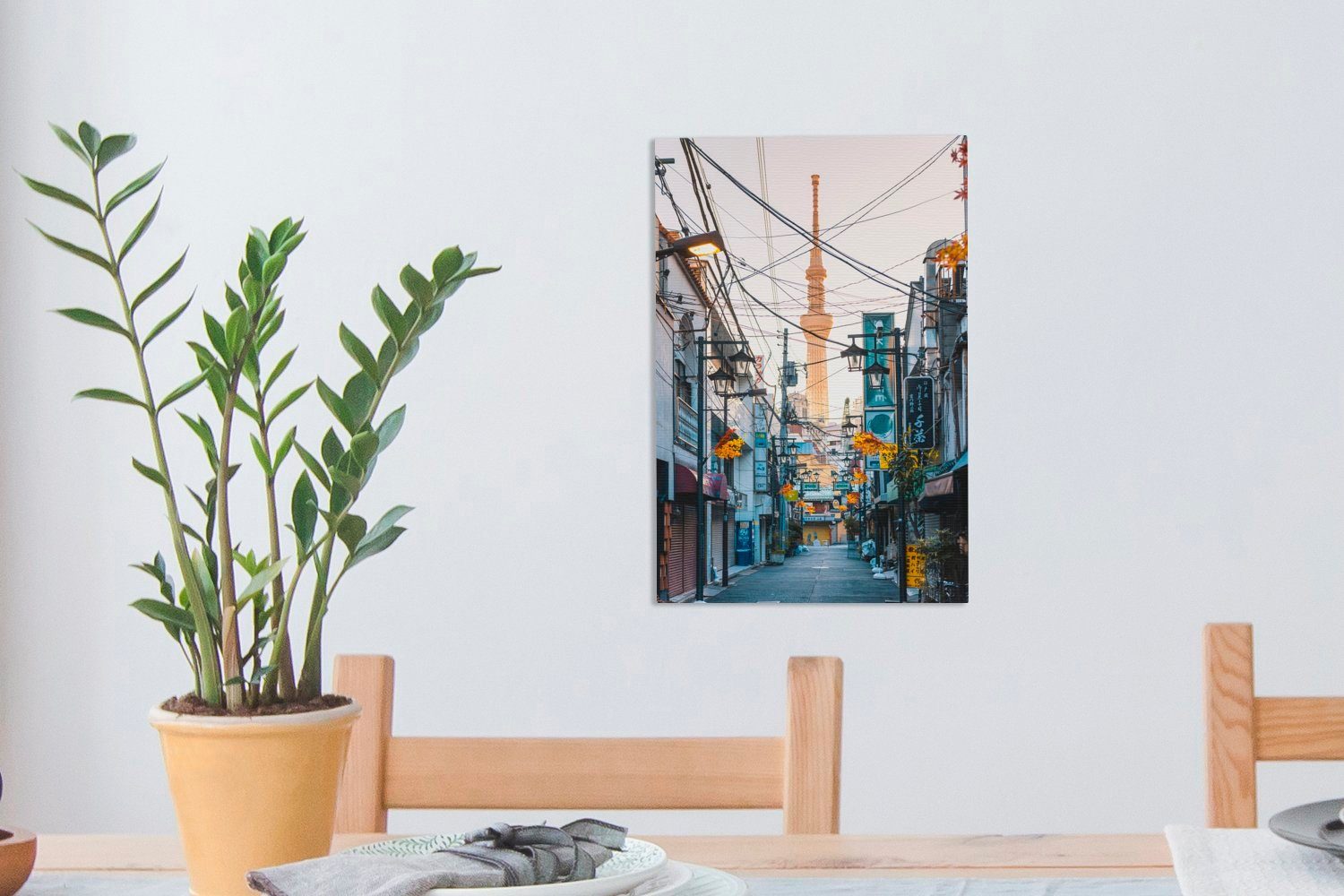 bespannt Leinwandbild Tokio, 20x30 cm Gemälde, Zackenaufhänger, in Leinwandbild St), Fahrspur fertig OneMillionCanvasses® inkl. (1