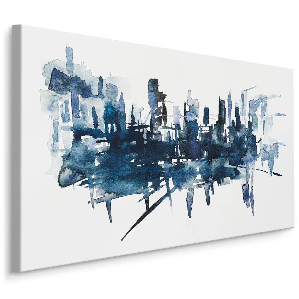 Muralo Leinwandbild Architektur – Leinwandbild Wandbild Kunstdruck Wohnzimmer, Gebäude (1 St), Stadt – Skyline – Abstrakte Malerei, 30 x 20 cm, aufhängefertig