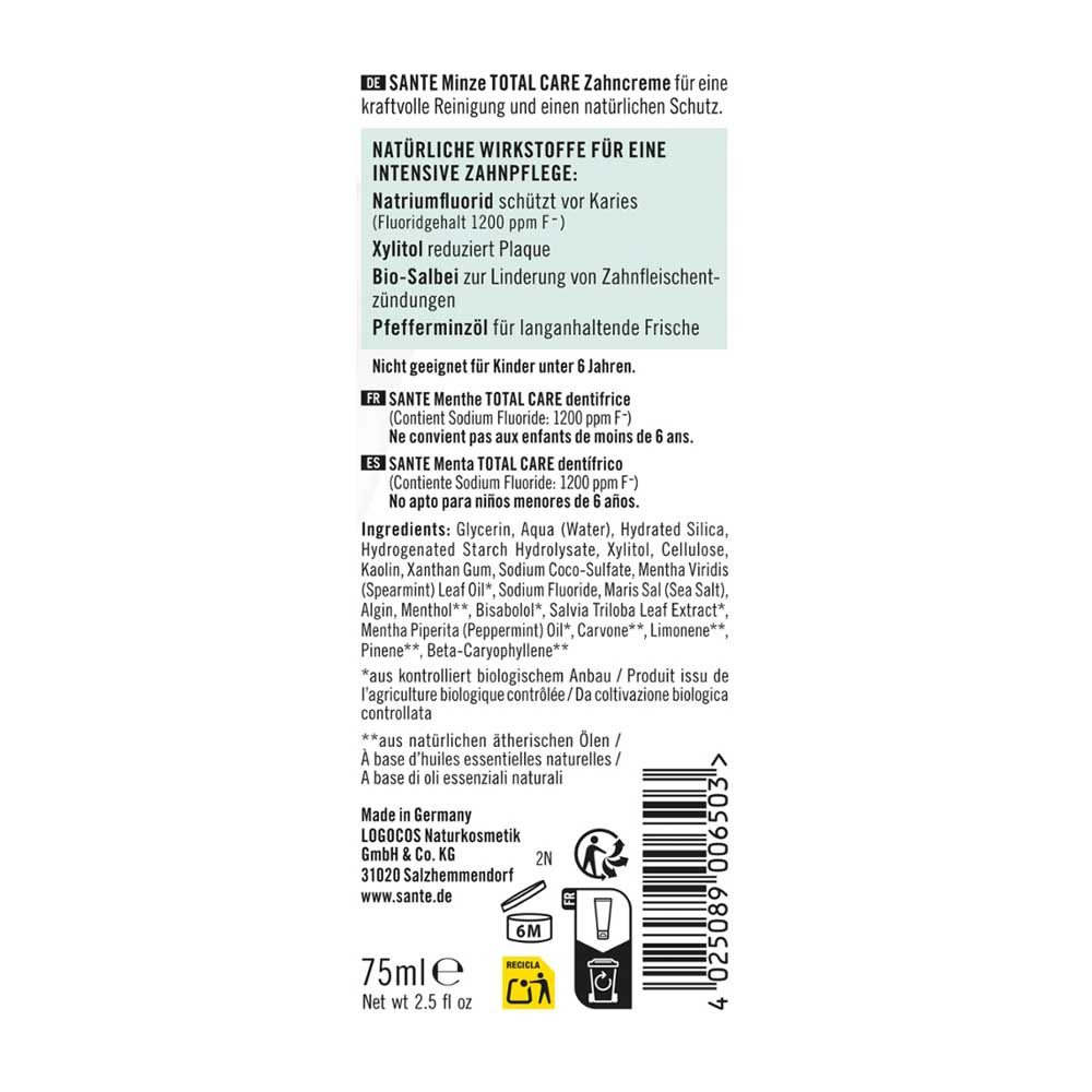 SANTE Zahnpasta Zahncreme - Minze 75ml 6er Pack