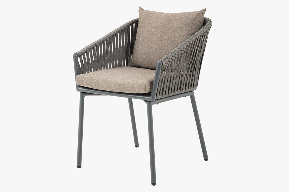 riess-ambiente Gartensessel ROPE hell anthrazit - Stoff, Aluminium, In- und Outdoor, inkl. Kissen (Einzelartikel, 1-St), Moderner Gartenstuhl mit Armlehnen - ideal für Balkone oder Terrassen