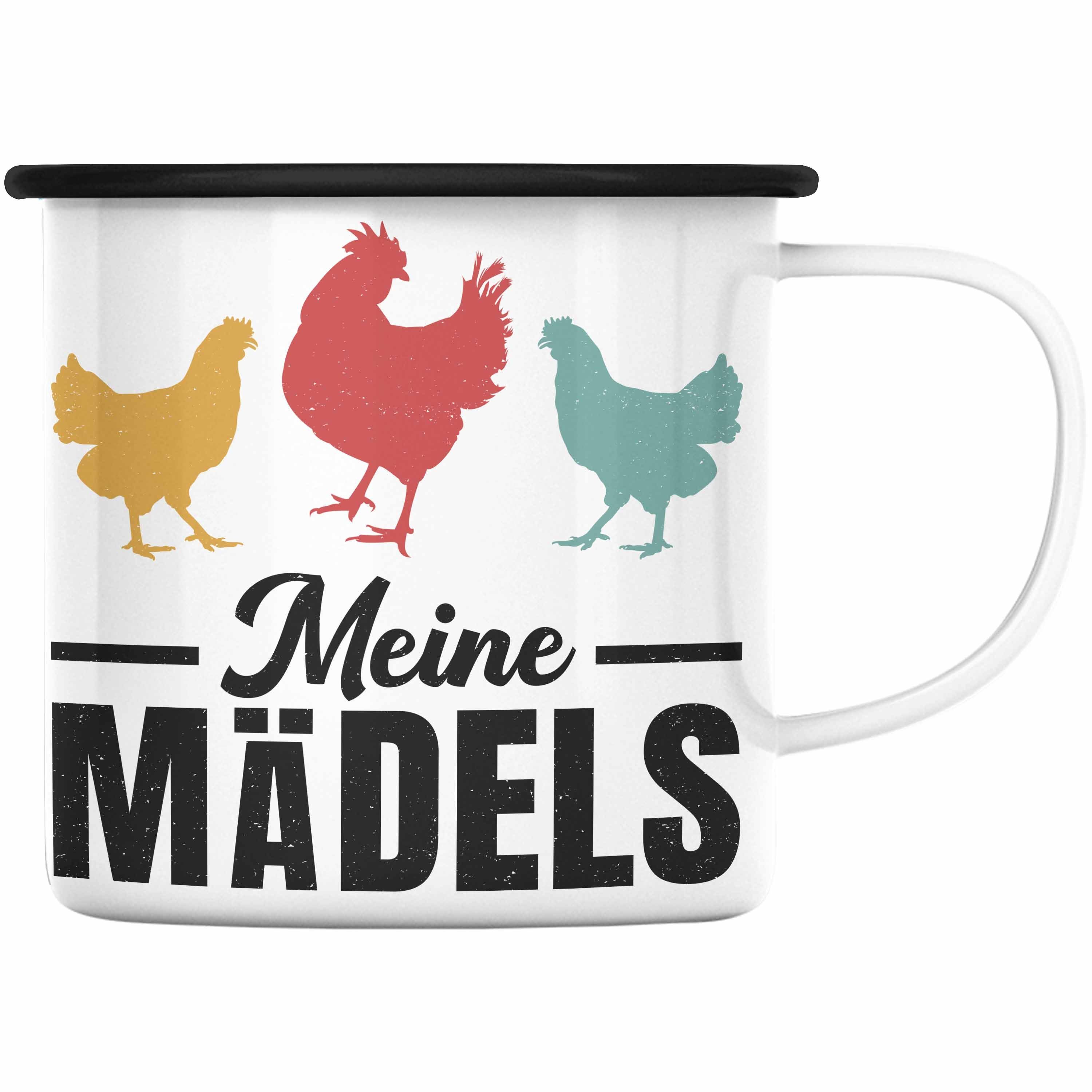 Landwirt Mädels Spruch Bauer Trendation Thermotasse Geschenk Hühner Trendation Meine - Geschenkidee Emaille Schwarz Tasse Bäuerin