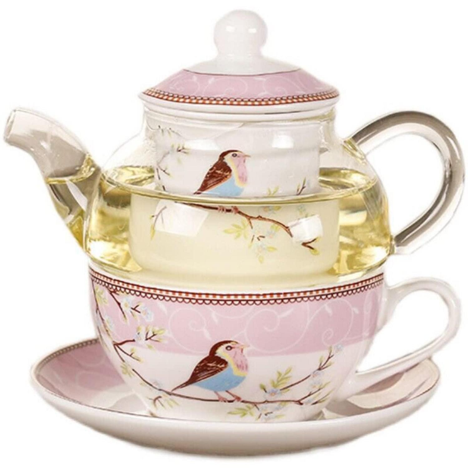 LuxusKollektion Teekanne Teekanne Set Glas Rosa, (1-St)