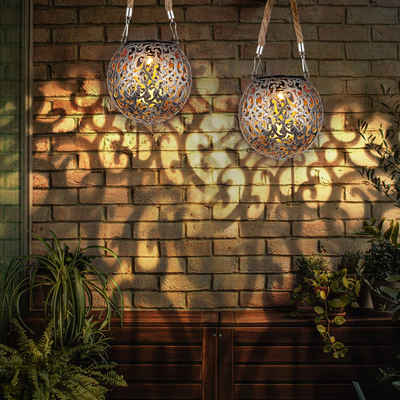 Globo LED Solarleuchte, Leuchtmittel inklusive, Warmweiß, 2x Solarlampe Hängeleuchte Gartendeko LED