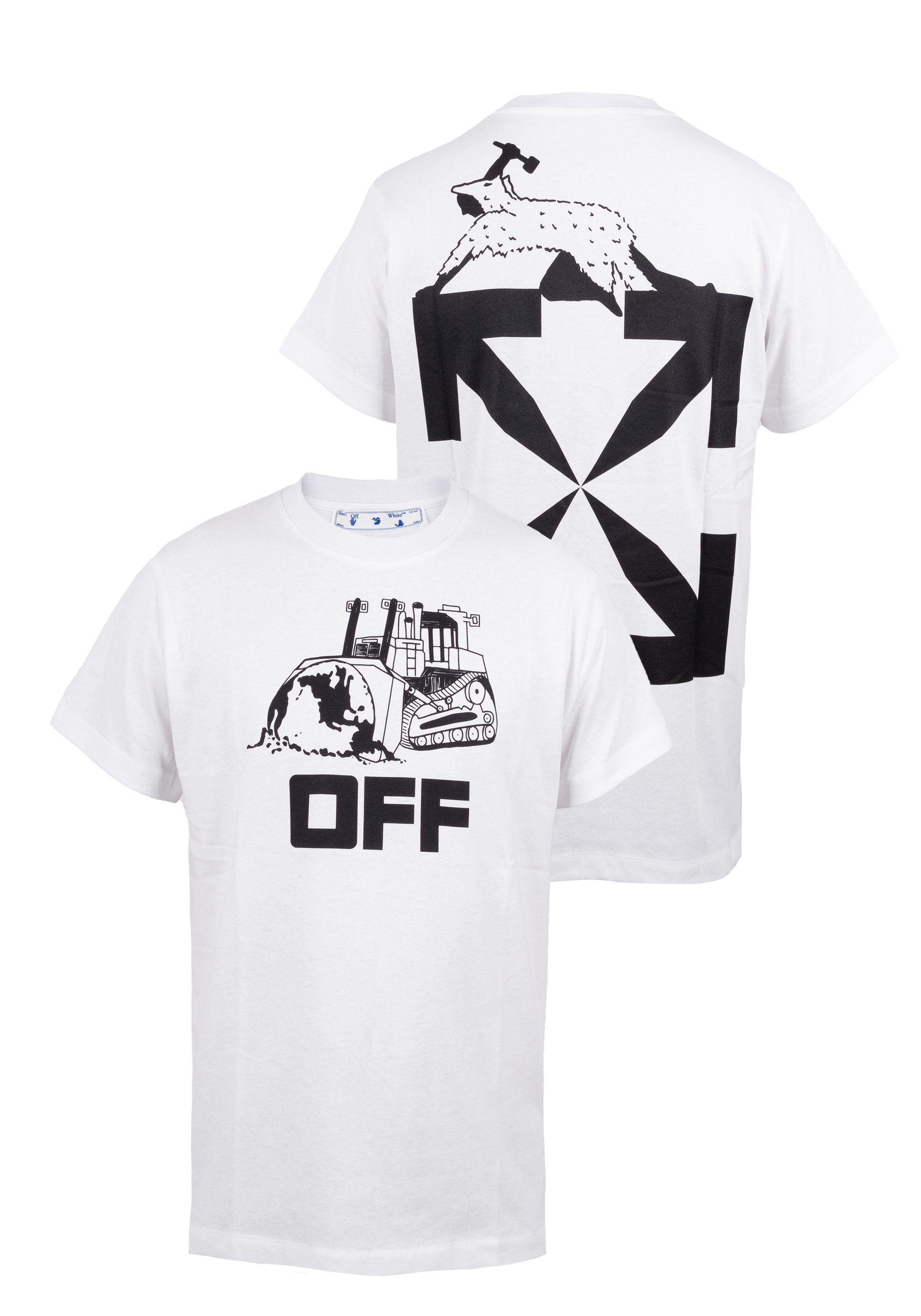OFF-WHITE T-Shirt Off White Herren T-Shirt WORLD CATERPILLA S/S OVER WHITE BLACK