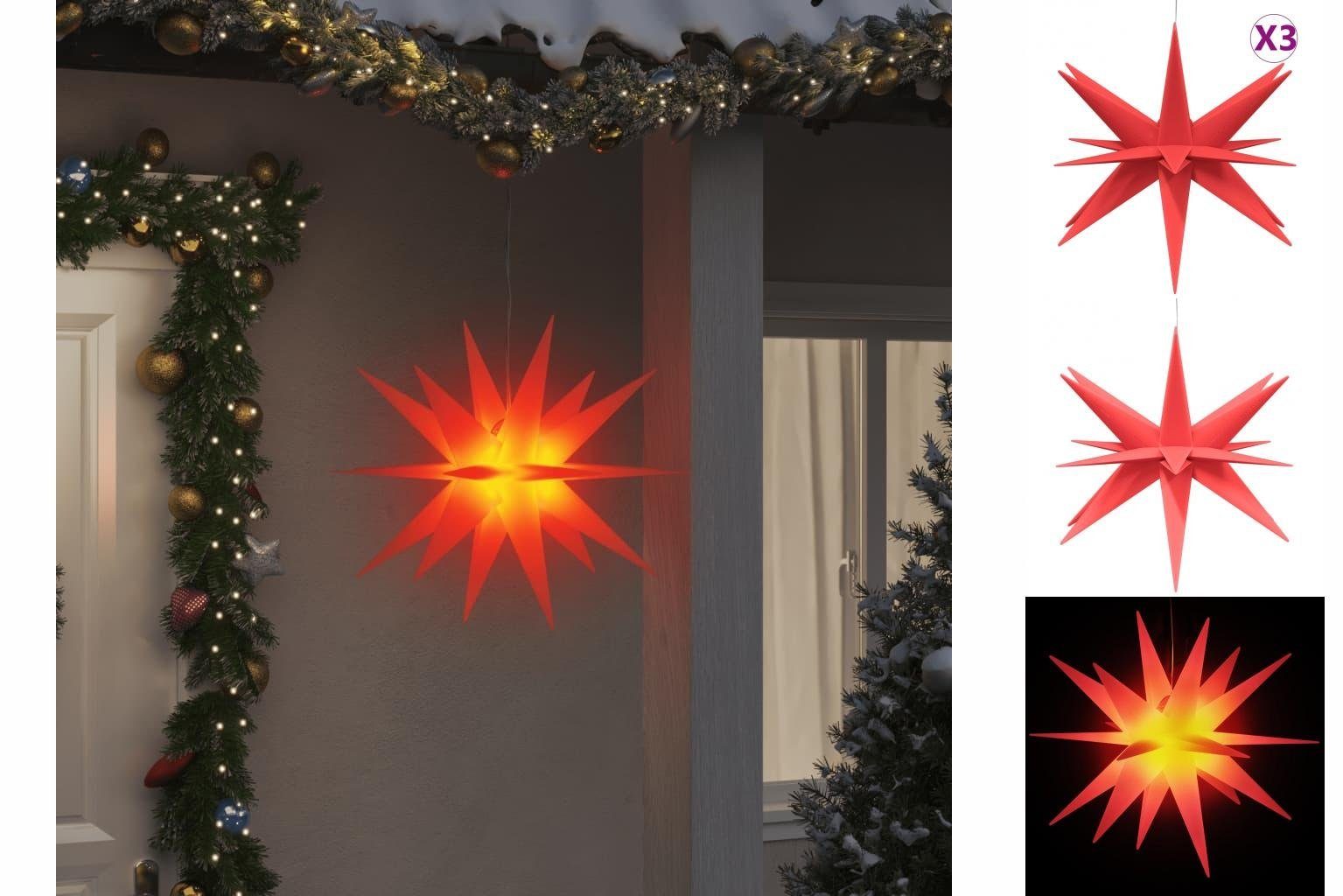 3 Stk Rot Außenbereich LEDs 57 mit Weihnachtssterne Dekolicht vidaXL Faltbar cm