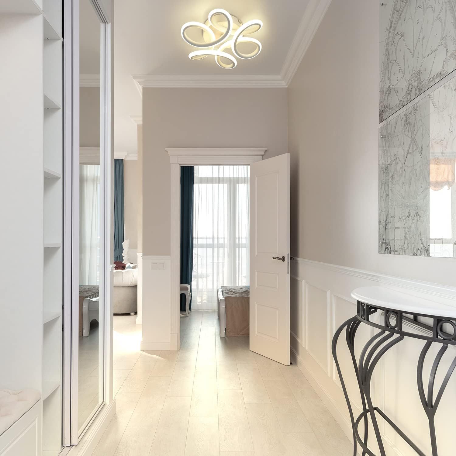 ZMH LED Deckenleuchte Geometrie Design Schwarz/Weiß Deckenlampe Modern Whonzimmer Flur, LED fest integriert, Warmweiß 3000K, klein für Wandleuchten geeignet Küchenlampe Eingang Schlafzimmer Hotel