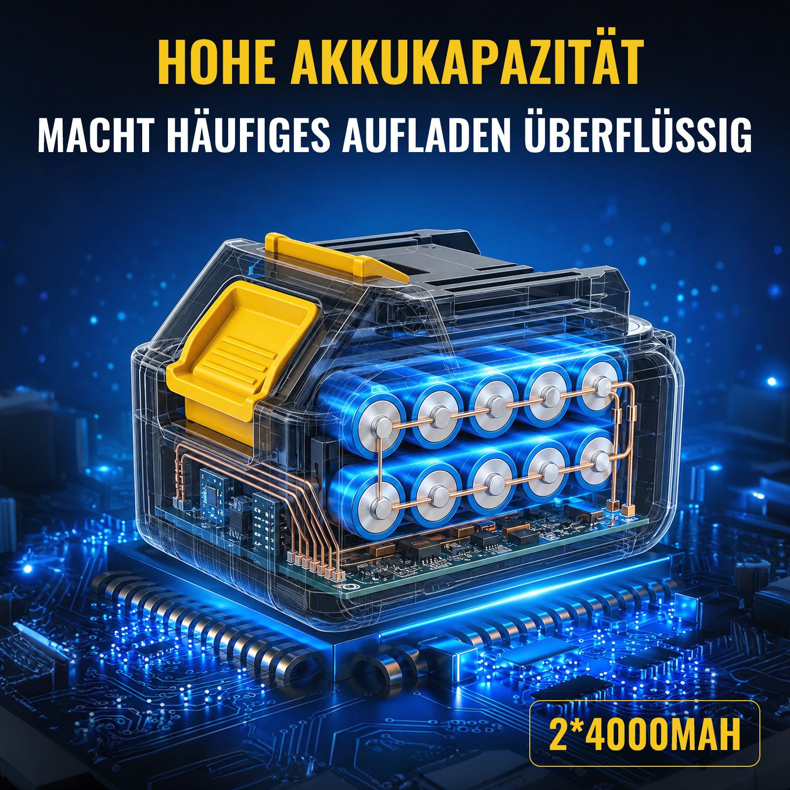 CONENTOOL Akku-Schlagschrauber 500 Nm, Bürstenloser Motor, 2x 4000 mAh Akku, 1/2" Vierkant, 2500 U/min, 500 Nm, (Set, 14-tlg., 5 Stecknüsse (17/18/21/22/24 mm), 5 Bohrer, 3 Bits, Adapter), Elektro-Schlagschrauber & Schlagbohrer 2-in-1