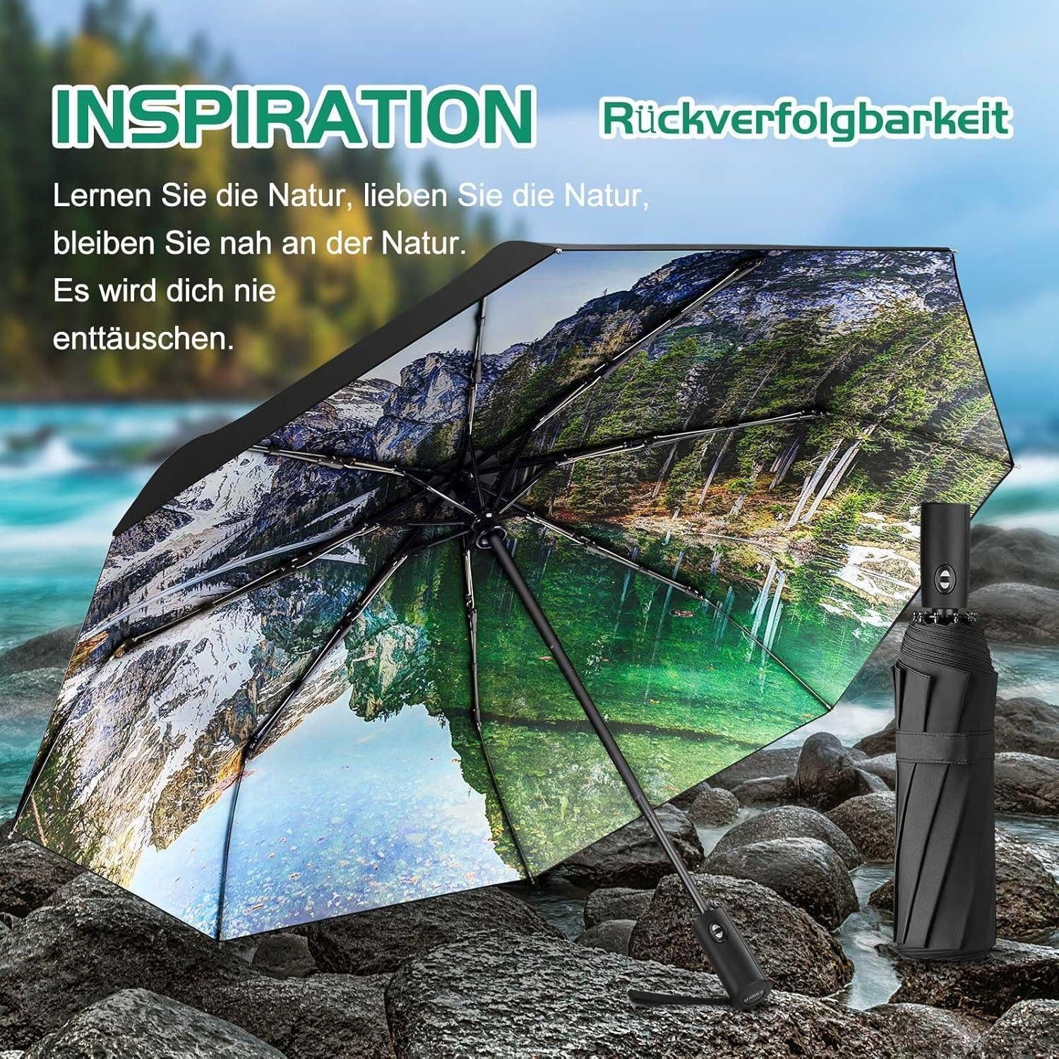 ZUOYOUZ Taschenregenschirm Faltbarer Regenschirm mit niedlichen Aufdrucken, UV-Schutz, kompakt