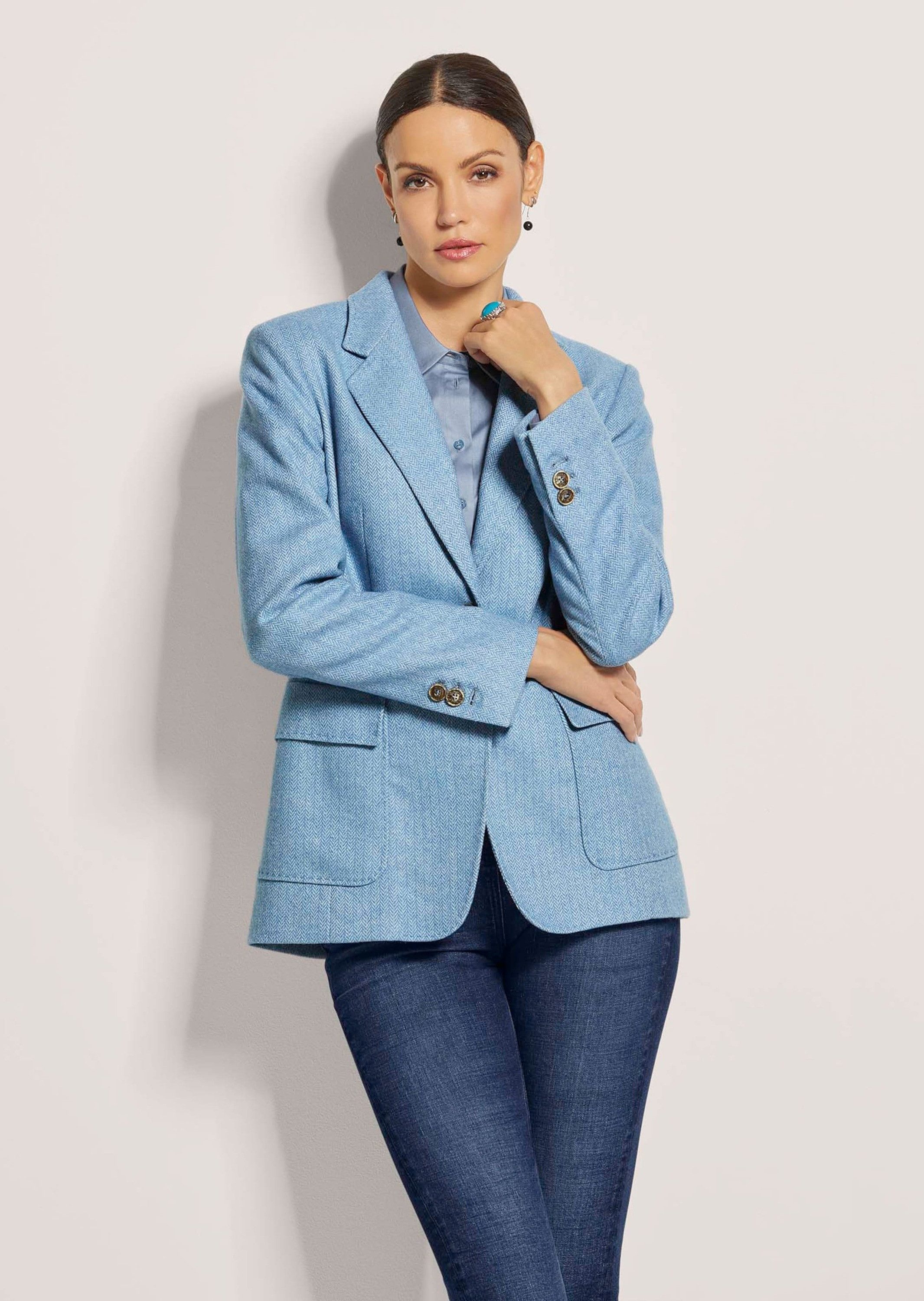 Kurzblazer Langer Blazer mit hohem Wollanteil