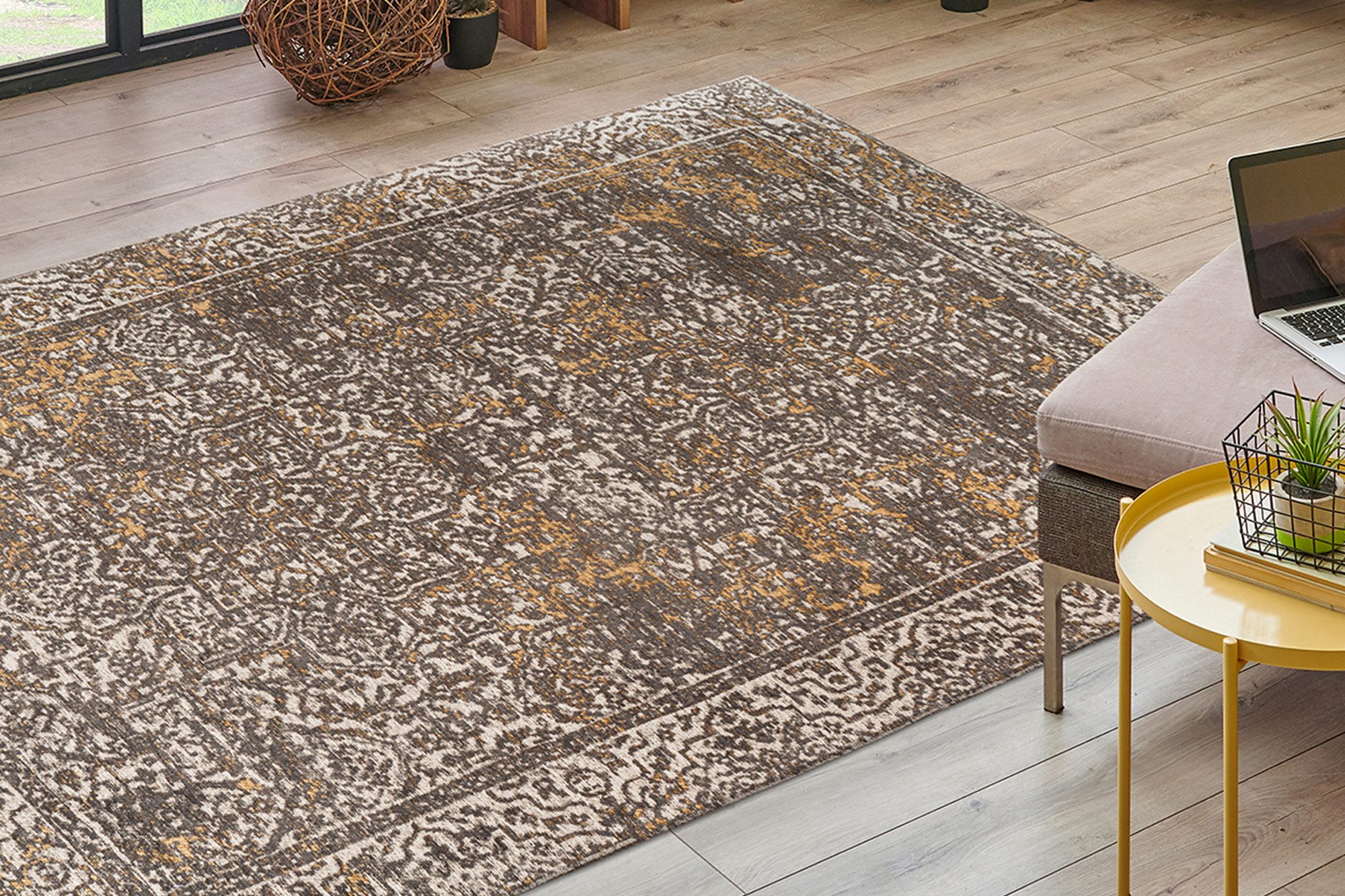Kayoom Teppich Davis 225, rechteckig, Höhe: 12 mm, edles Design, pflegeleicht, neutrale Farben