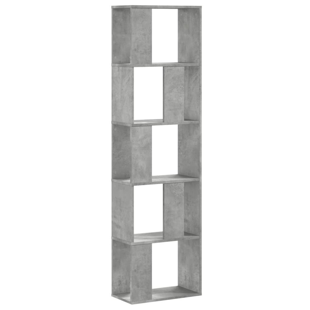 furnicato Bücherregal Betongrau 45 x 23,5 x 162,5 cm aus Holzwerkstoff, 1-tlg., Stabiles Standregal mit getrennten Fächern als Raumteiler fürs Büro