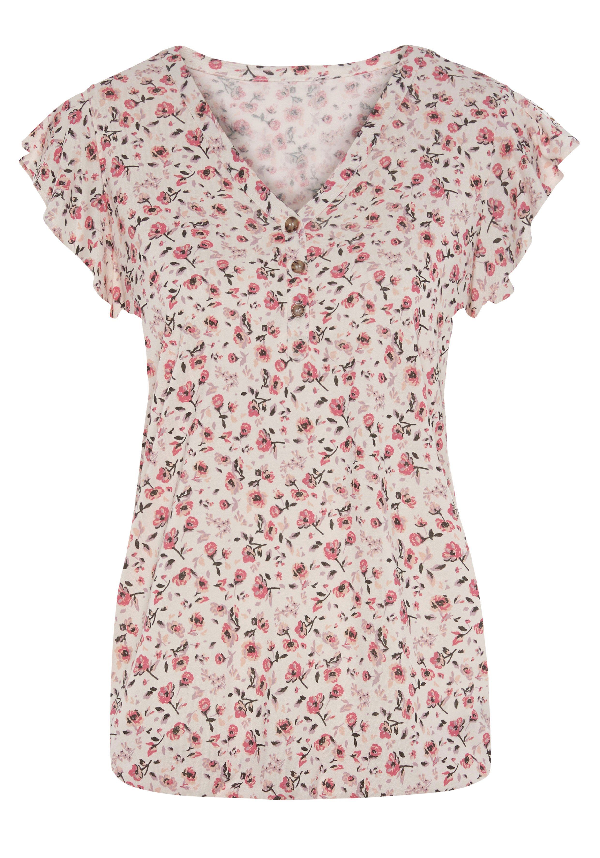 Vivance Kurzarmshirt "mit Flügelärmelchen", (2er-Pack), aus weicher Viskose günstig online kaufen