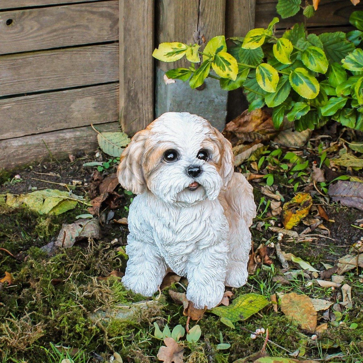 Figur Filzplättchen, mit handbemalt, sitzend Tierfigur realistische Tierfigur Darstellung Tzu colourliving 22 Hunde cm, Welpe Shih