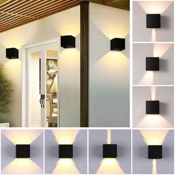 LETGOSPT Wandleuchte 7W LED Wandlampe Wandleuchte Strahler Licht Up Down Innen Außen, LED fest integriert, Warmweiß, Wasserdicht Warmweiß, Einstellbarer Lichtstrahl