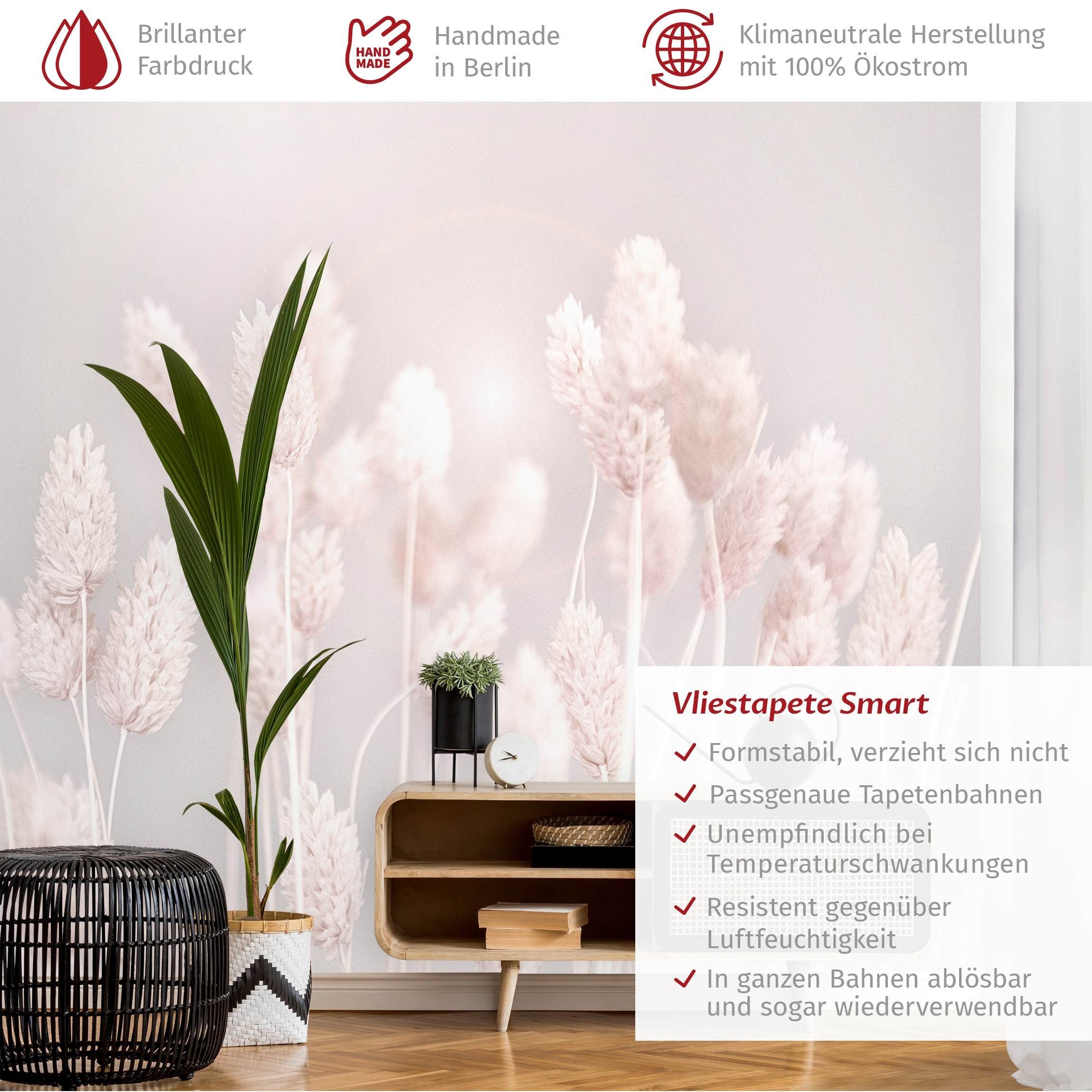 Bilderdepot24 Fototapete Blumen Helles Gras Sonnenlicht günstig online kaufen