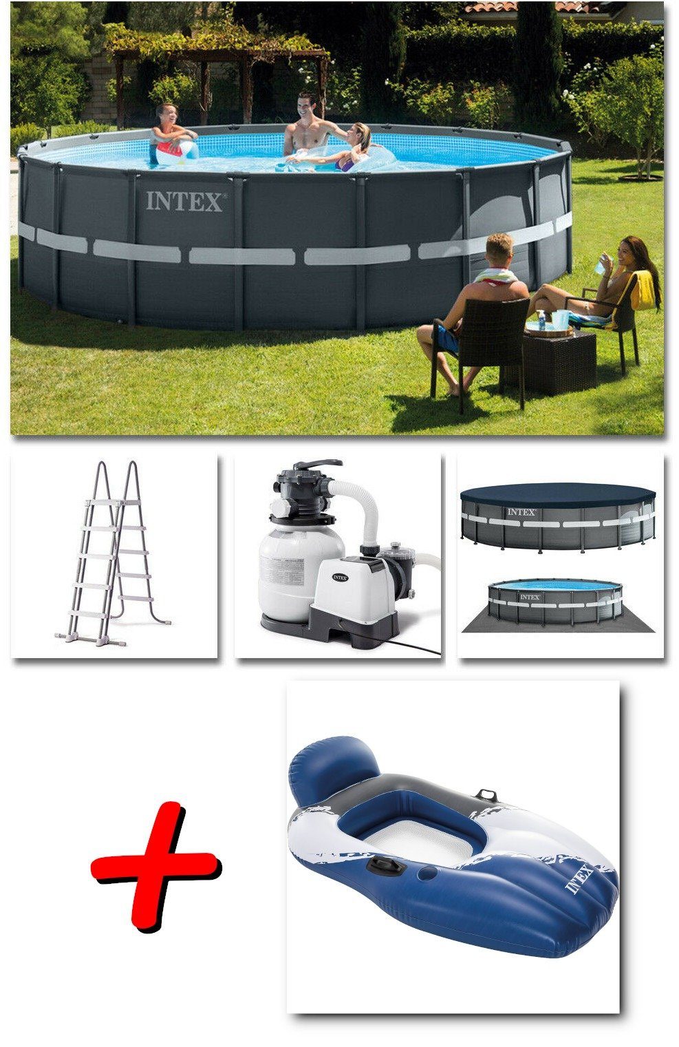 Intex Pool INTEX 26330GN + INTEX 56862EU Lounge Floating Mesh