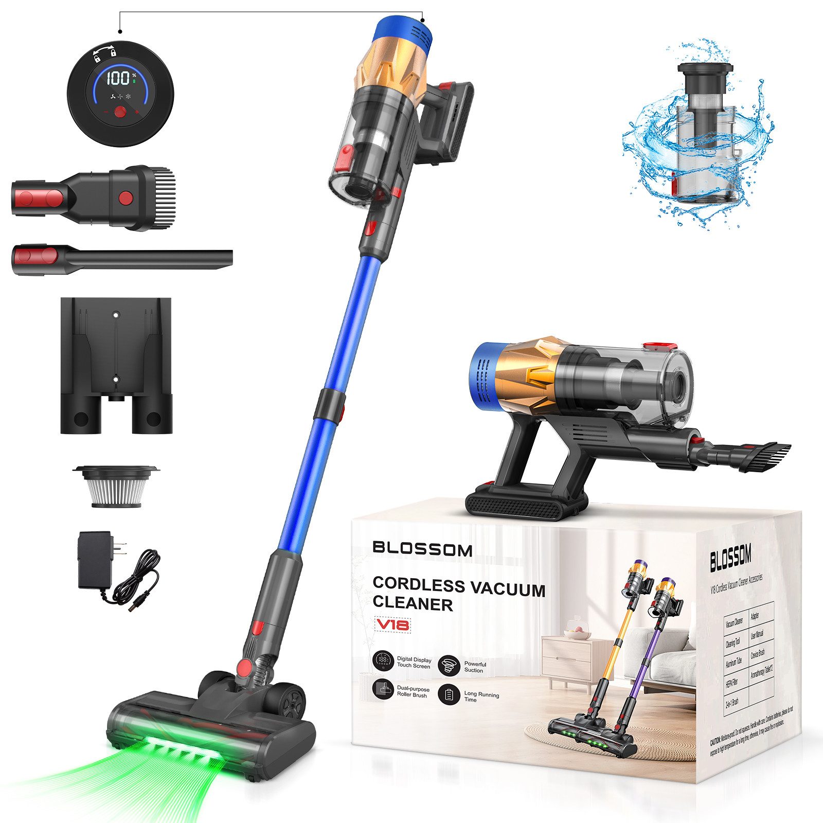 Blossom Stielstaubsauger V18, 550 W, beutellos, extraleise (75 dB)Staubbehaltervolumen1.5L