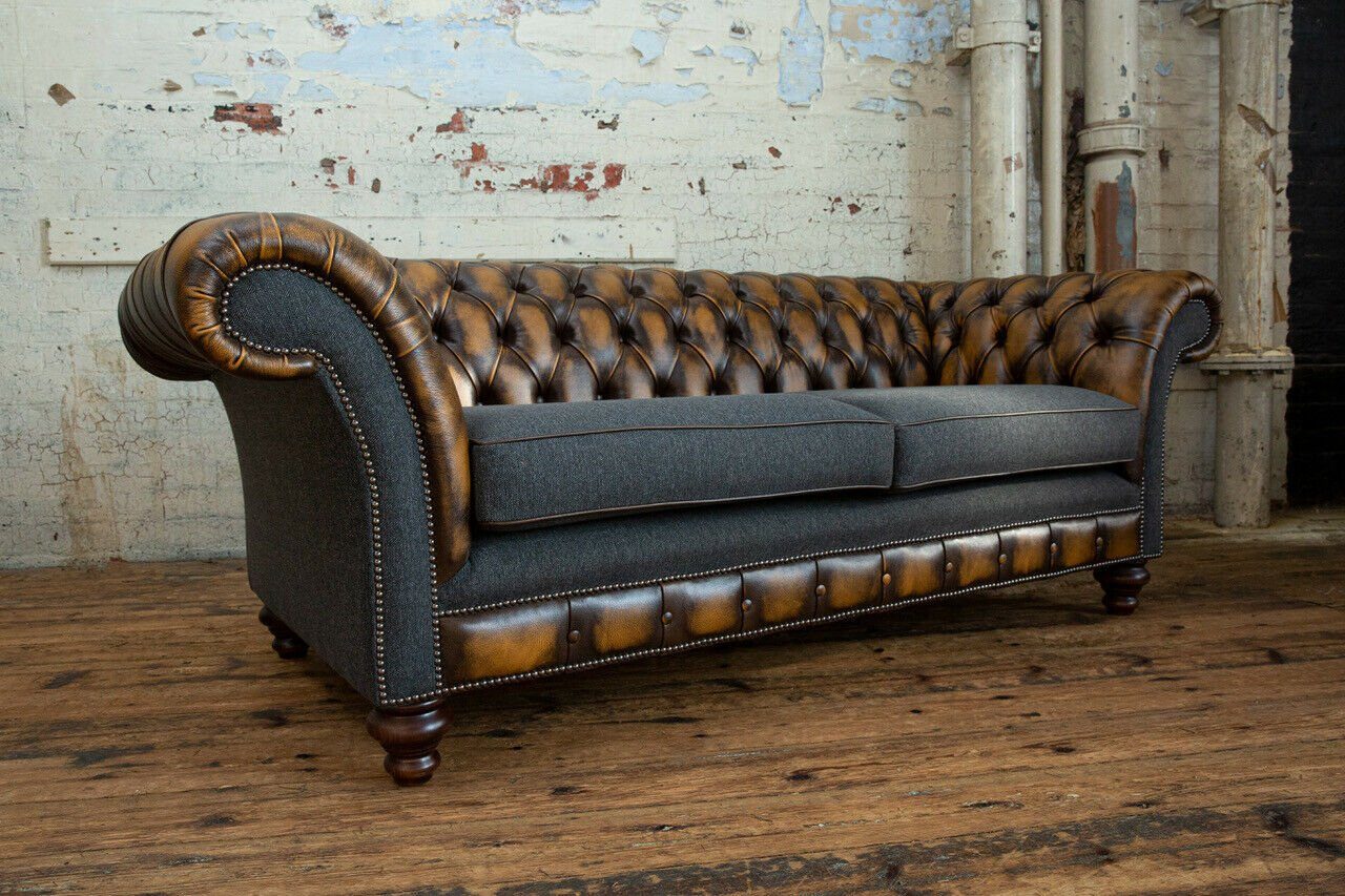 Design cm Chesterfield-Sofa, Sofa Chesterfield Sitzer Sofa 3 Couch 225 JVmoebel