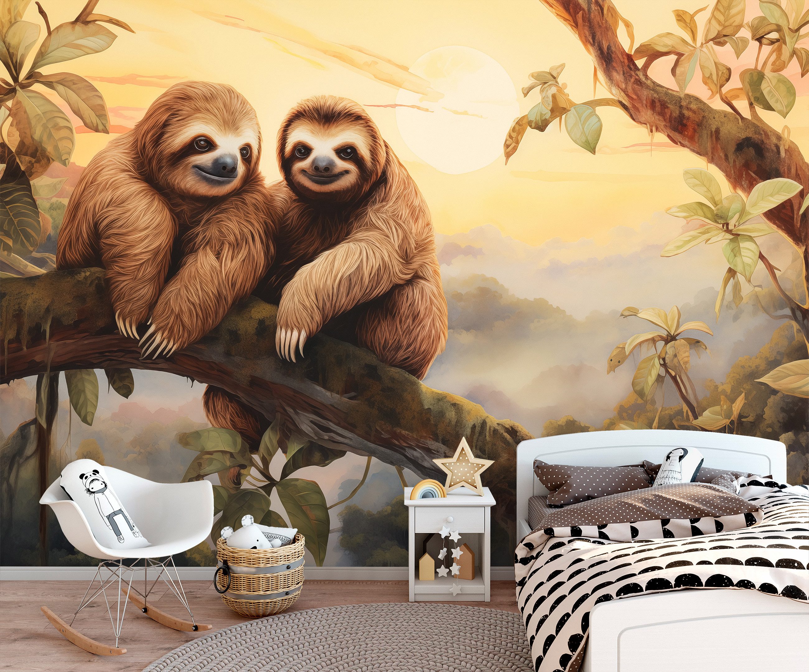 Wallarena Fototapete Faultier Dschungel Vlies Tapete Wohnzimmer Schlafzimme günstig online kaufen