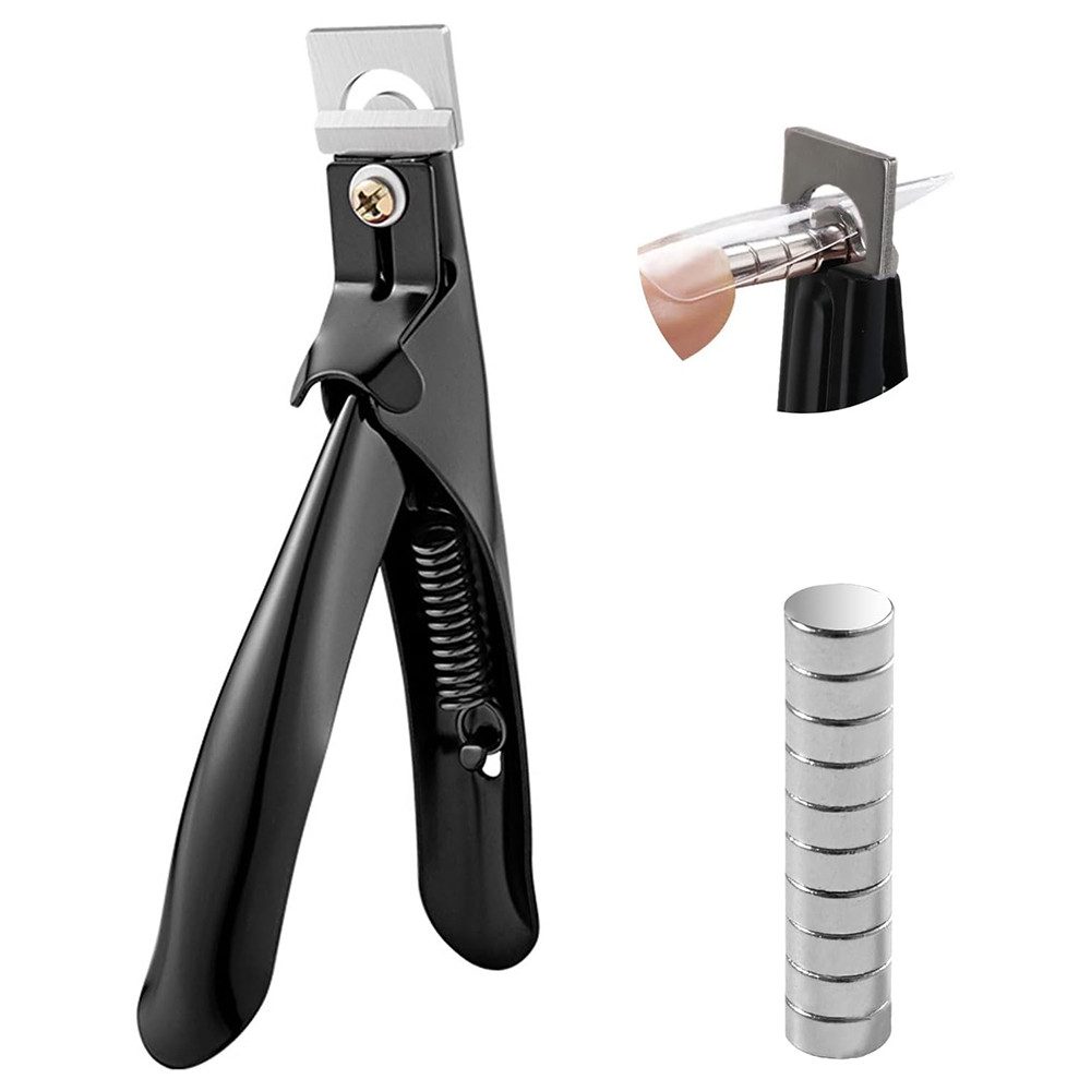 TUWENA Nagelknipser Falsche Nagelknipser mit 10 Stück Magneten, Nagelknipser Gelnägel, Tip Cutter, Edelstahl Tipcutter für Kunstnägel Gelnägel Acrylnägel