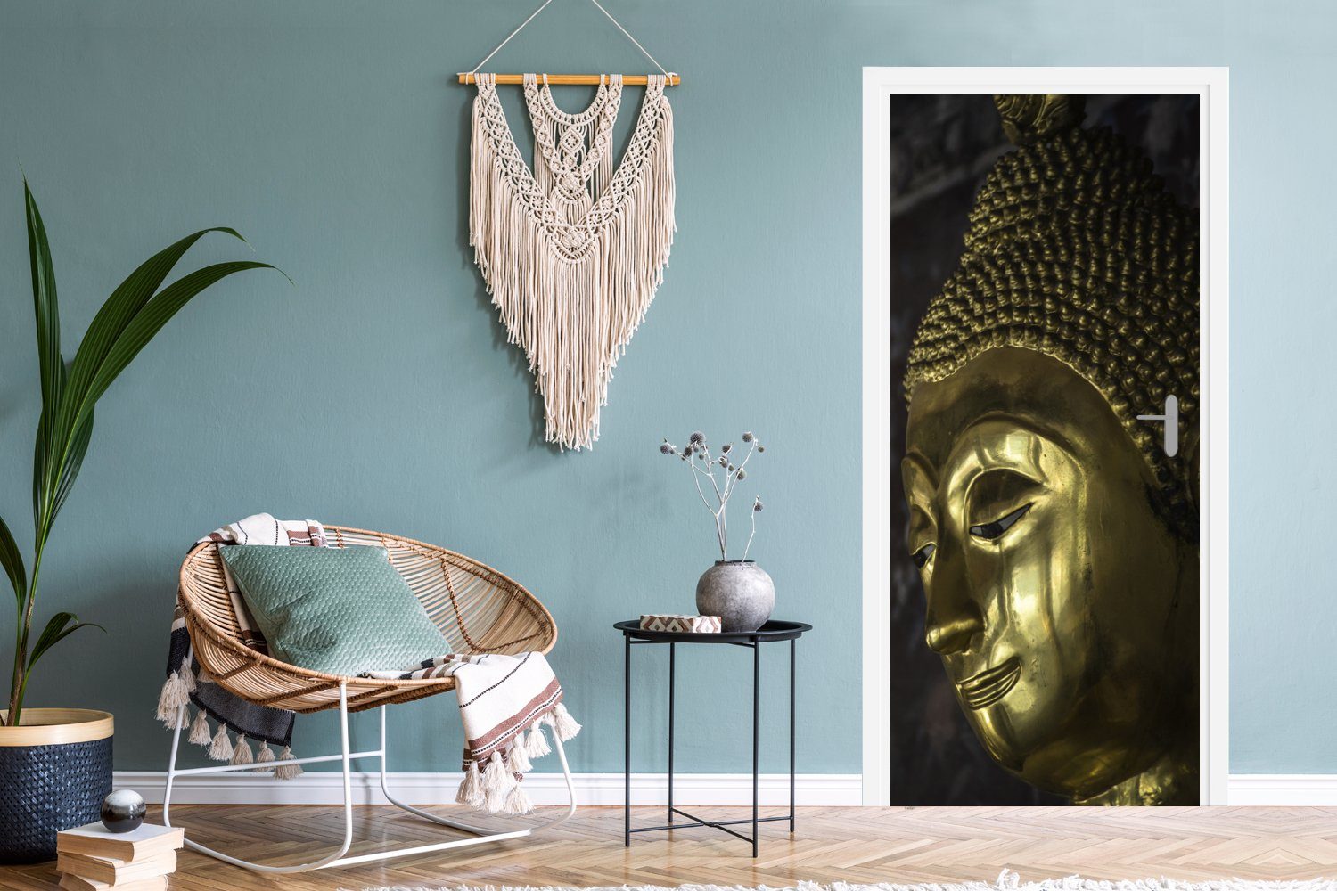 bedruckt, für cm Tür, Fototapete St), 75x205 (1 Türtapete MuchoWow Türaufkleber, Goldene Thailand, Matt, Buddha-Statue