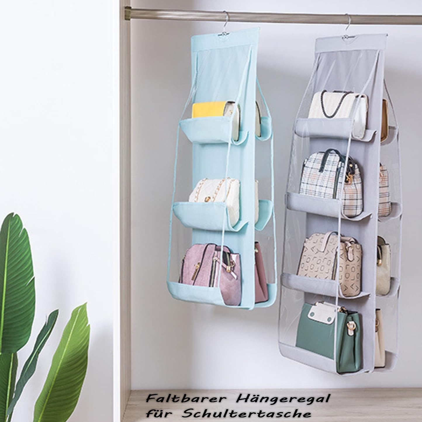 FELIXLEO Hängeregal Handtaschen Organizer Hängeregal Kleiderschrank 8 Taschen – Bild 4 von 5