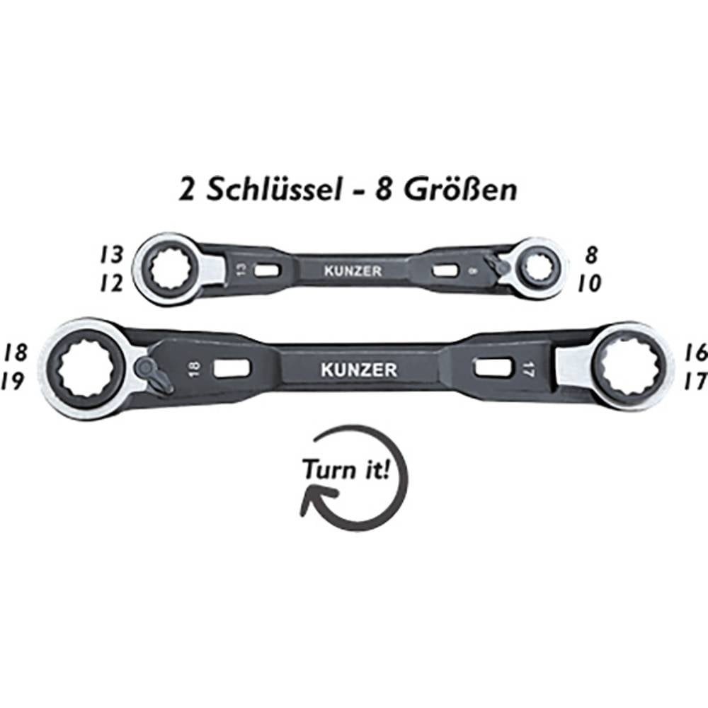 Kunzer Ringschlüssel Ratschenringschlüsselsatz 4-in-1 7RRS02
