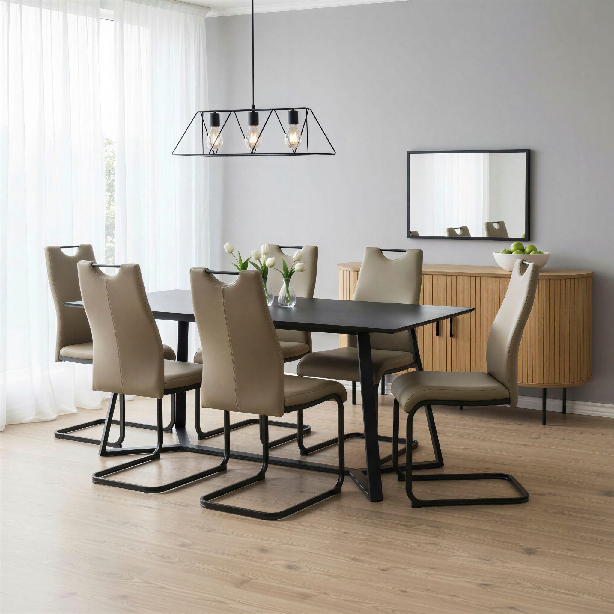 MÖBILIA Freischwinger (Set, 2 St), mit Wellenunterfederung