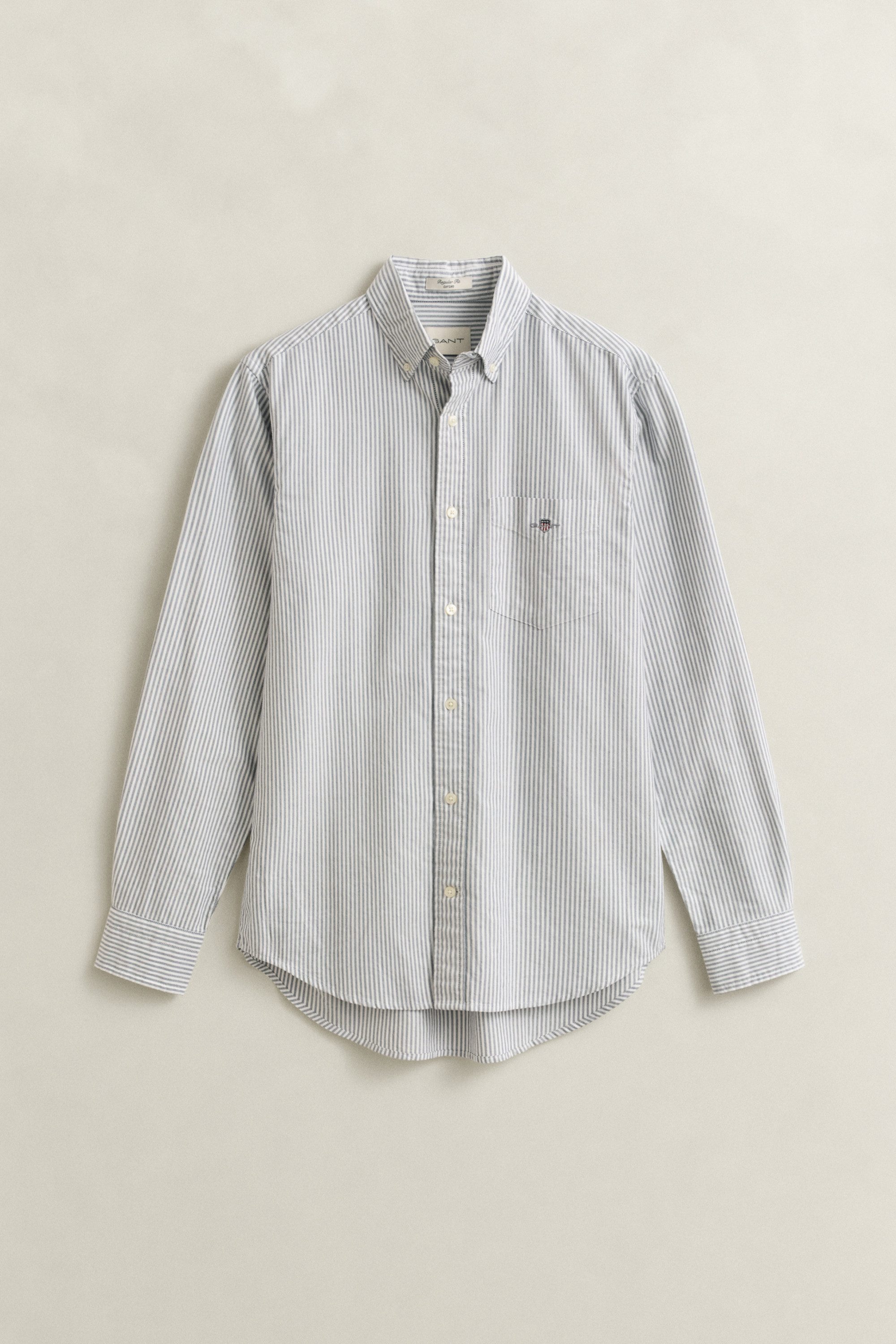 Gant Langarmhemd Regular Fit Oxford Hemd strukturiert langlebig dicker gestreift mit dezenter Logostickerei