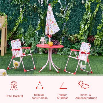 Outsunny Kindersitzgruppe Kinder Gartenset mit Sonnenschirm