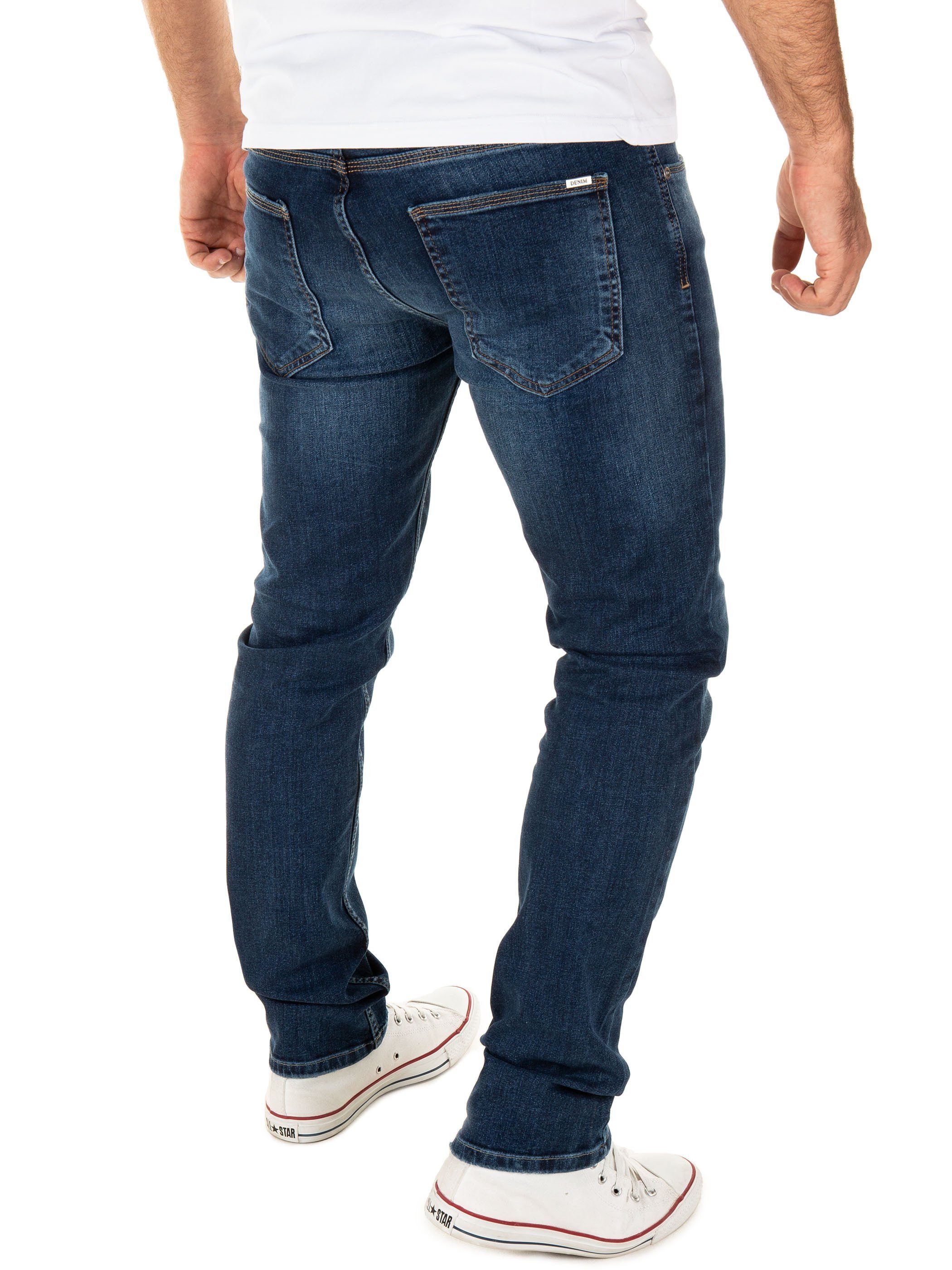 Slim-fit-Jeans Blue Herren Jeanshose WOTEGA Stretch Stretchanteil Jeans (Insignia 194028) Justin mit Blau