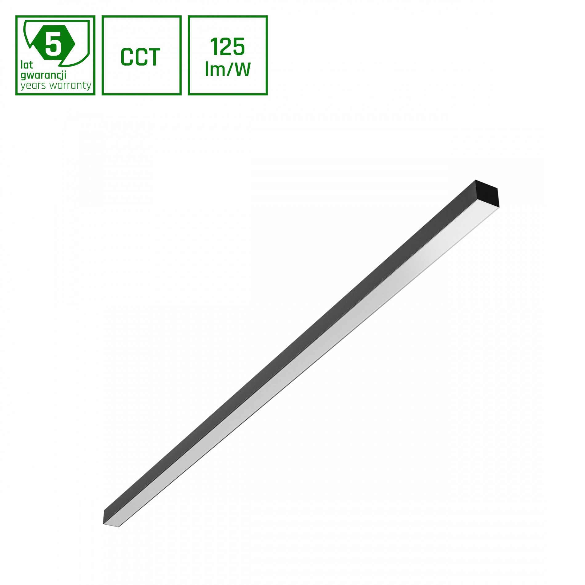 Spectrum Aufbauleuchte Deckenleuchte 150cm 50W 6250lm Schwarz 115° 230V IP20 2700-6000K CCT, Leuchtmittel fest integriert, CCT, einstellbare Lichtfarbe (CCT)