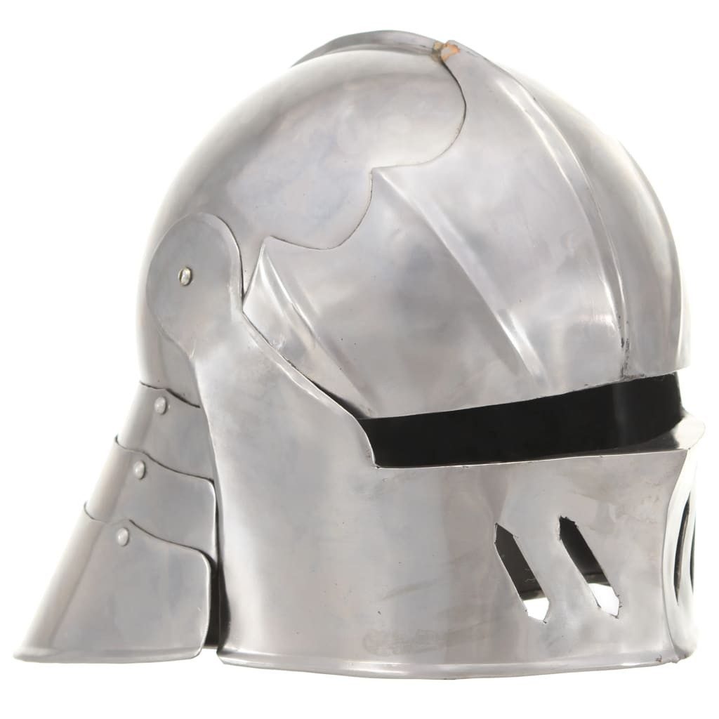 vidaXL Ritter-Kostüm Mittelalterlicher Ritterhelm Antik Replik LARP Silbern Stahl