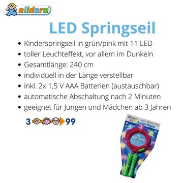 alldoro Springseil 63020, LED Springseil mit Leuchteffekt, pink/grün, 240 cm lang, verstellbar