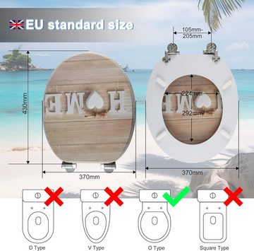 Elegear WC-Sitz Runder Toilettendeckel mit Absenkautomatik, einfache Montage, (1-St), Toilettensitz aus MDF maximale Belastung : 200 kg
