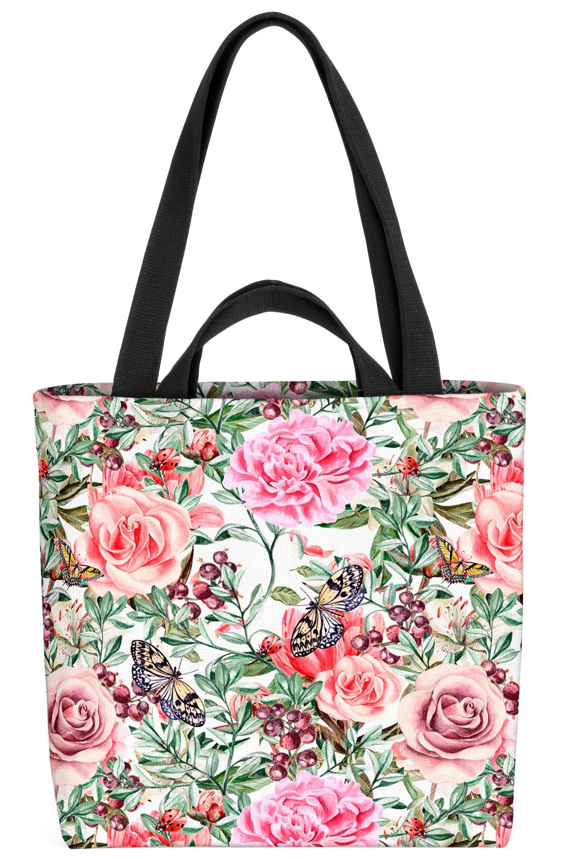 VOID Henkeltasche (1-tlg), Marienkäfer Rosen pflanzen blumen Blumen blüten insekte garten Garten