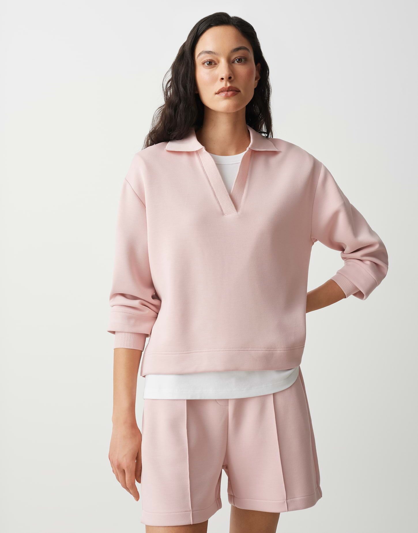 OPUS Sweatshirt GYHA im weichen Viskose Mix Lockere Passform, gerader Schnitt, überschnittene Schulter, Polokragen