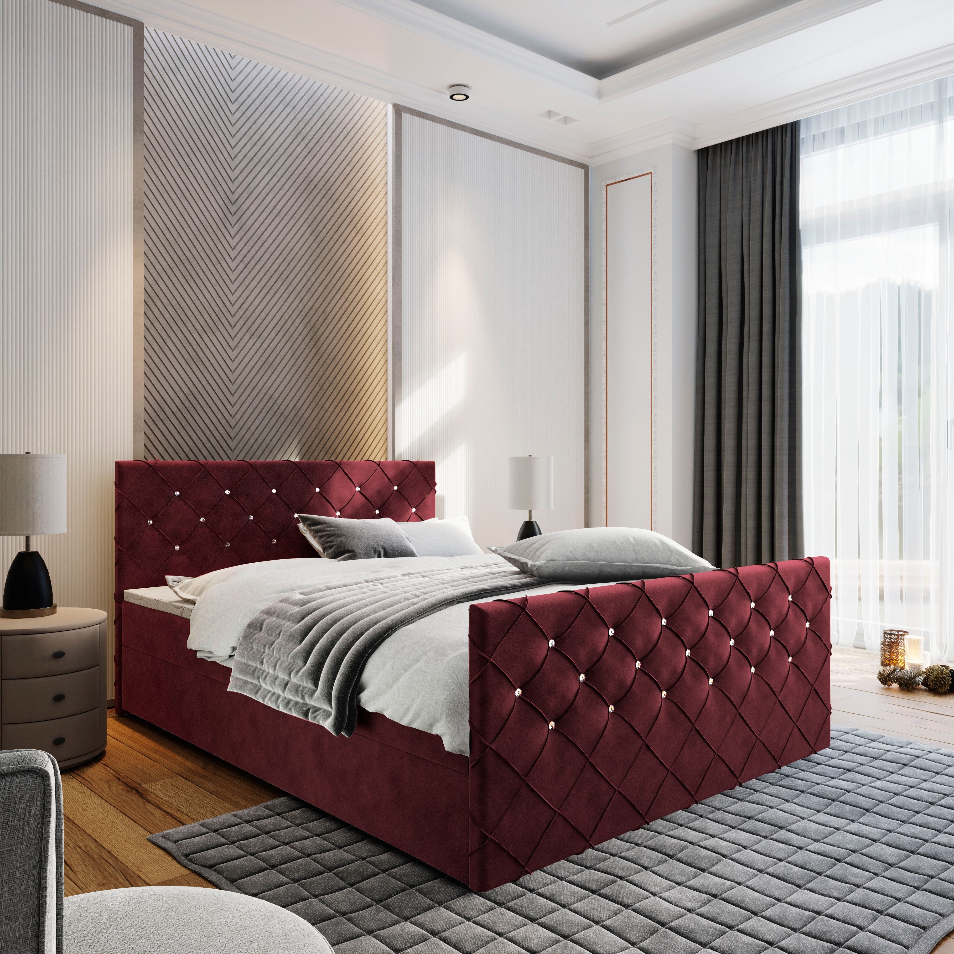 Masseno Boxbett MANDI 140x200 cm mit Bonell Matratze und Topper