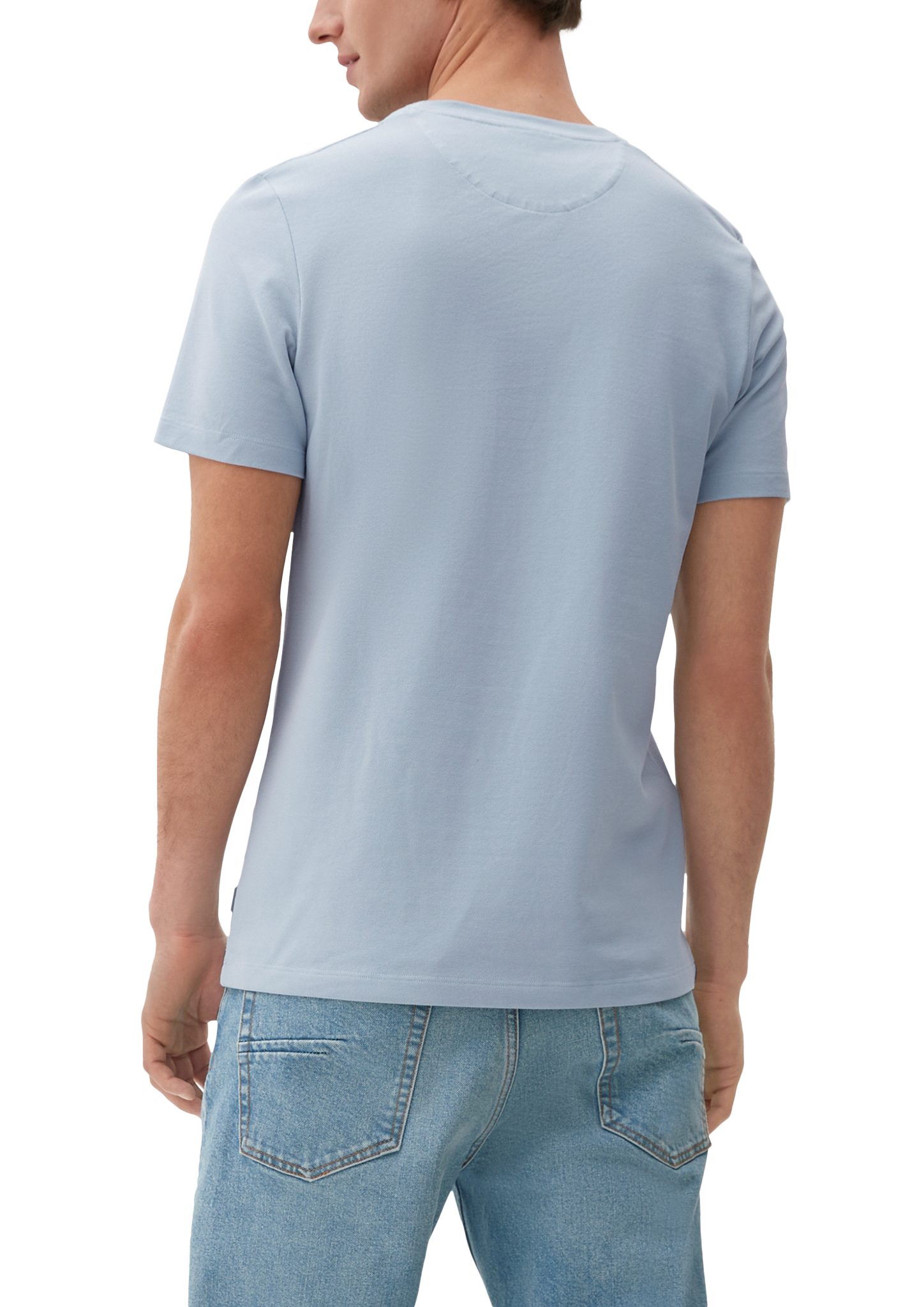 hellblau s.Oliver Piqué-Struktur Kurzarmshirt T-Shirt mit