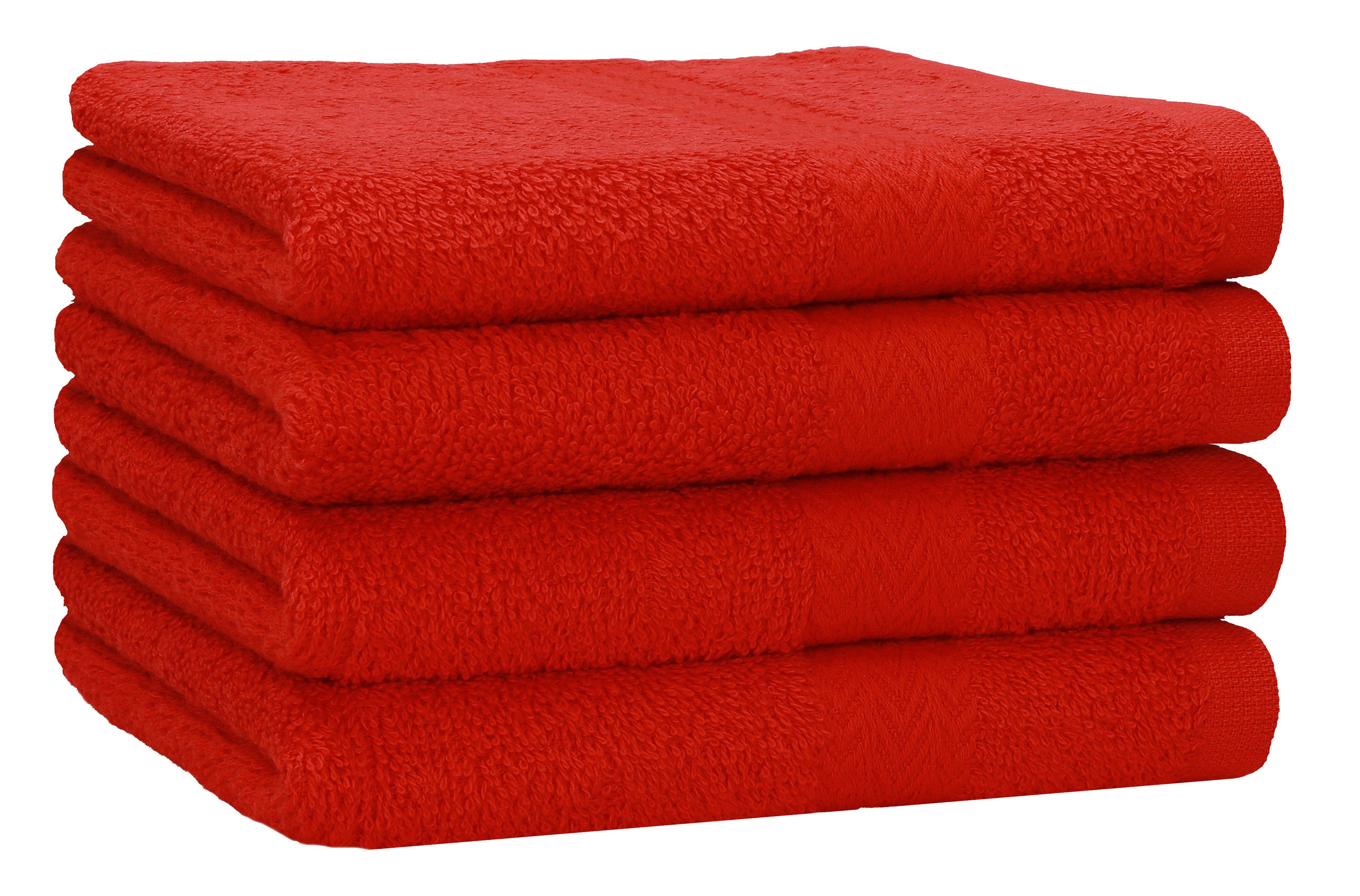 Betz Duschtücher 4 Stück Strandtücher Duschhandtuch Größe Set 70x140 Duschtücher Baumwolle Baumwolle, 100% PREMIUM (4-St) Badetuch 100% Strandtuch cm rot Handtuch