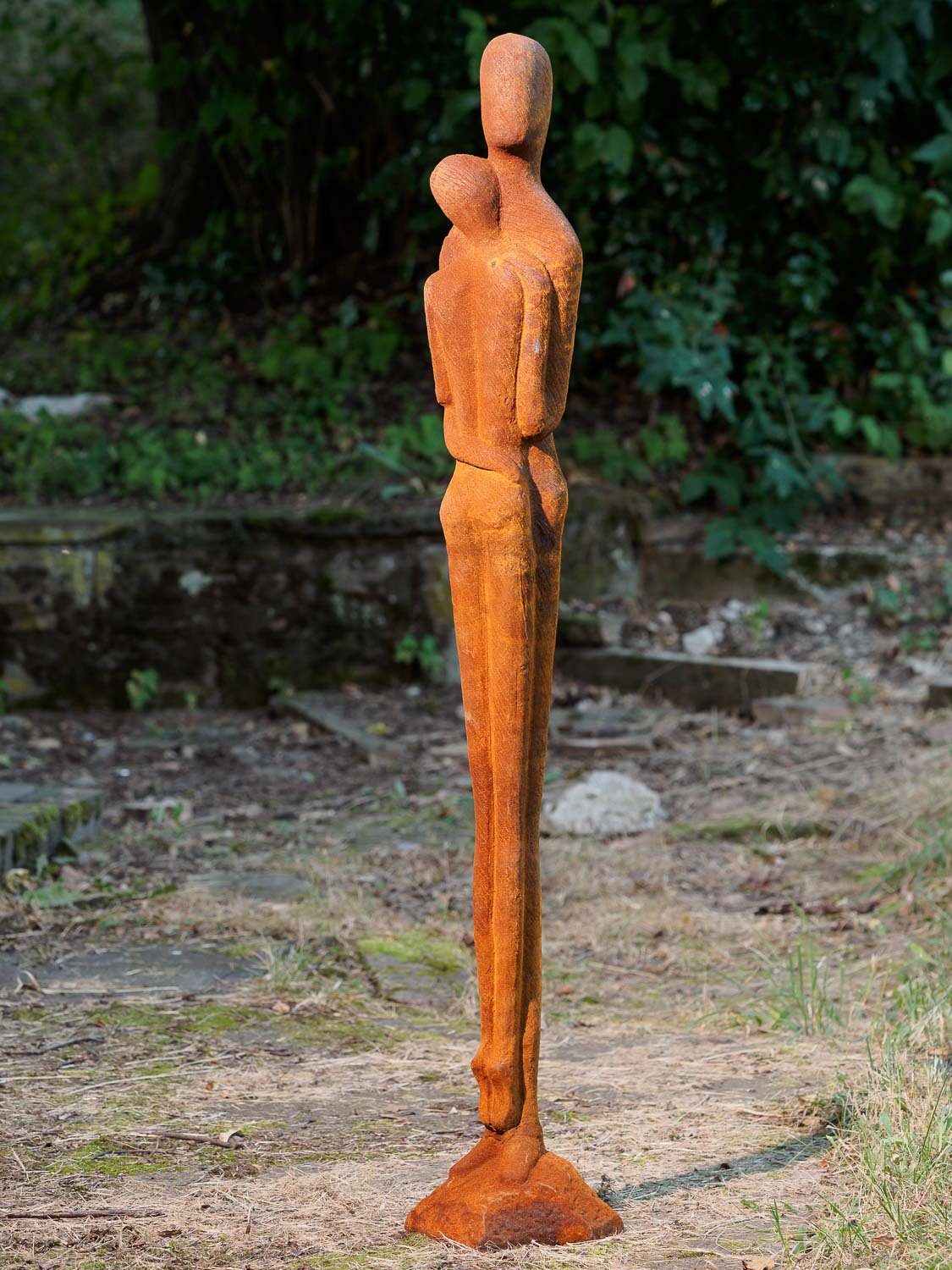 Kunst Skulptur Paar Gartenfigur 130cm Gartenskulpt Statue moderne Eisen Liebespaar Aubaho