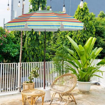 Sekey Balkonschirm 200cm Sonnenschirm Rund Gartenschirm Terrassenschirm mit UV-Schutz 50, Schirm höhenverstellbar, Stabiler Sonnenschirm knickbar